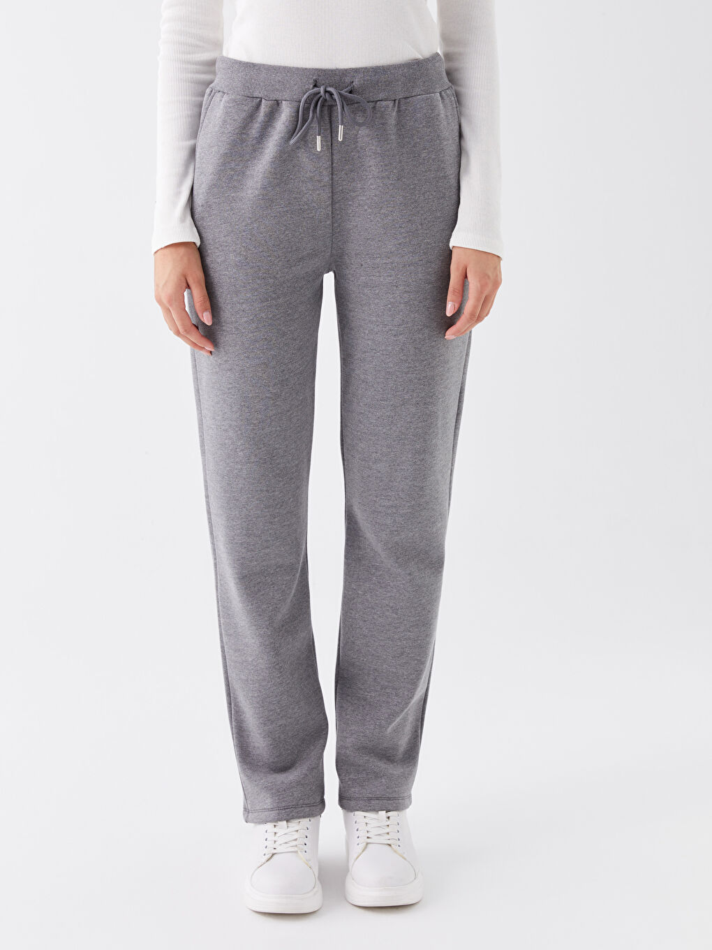 Antrasit Kadın Beli Lastikli Düz Eşofman Altı-2