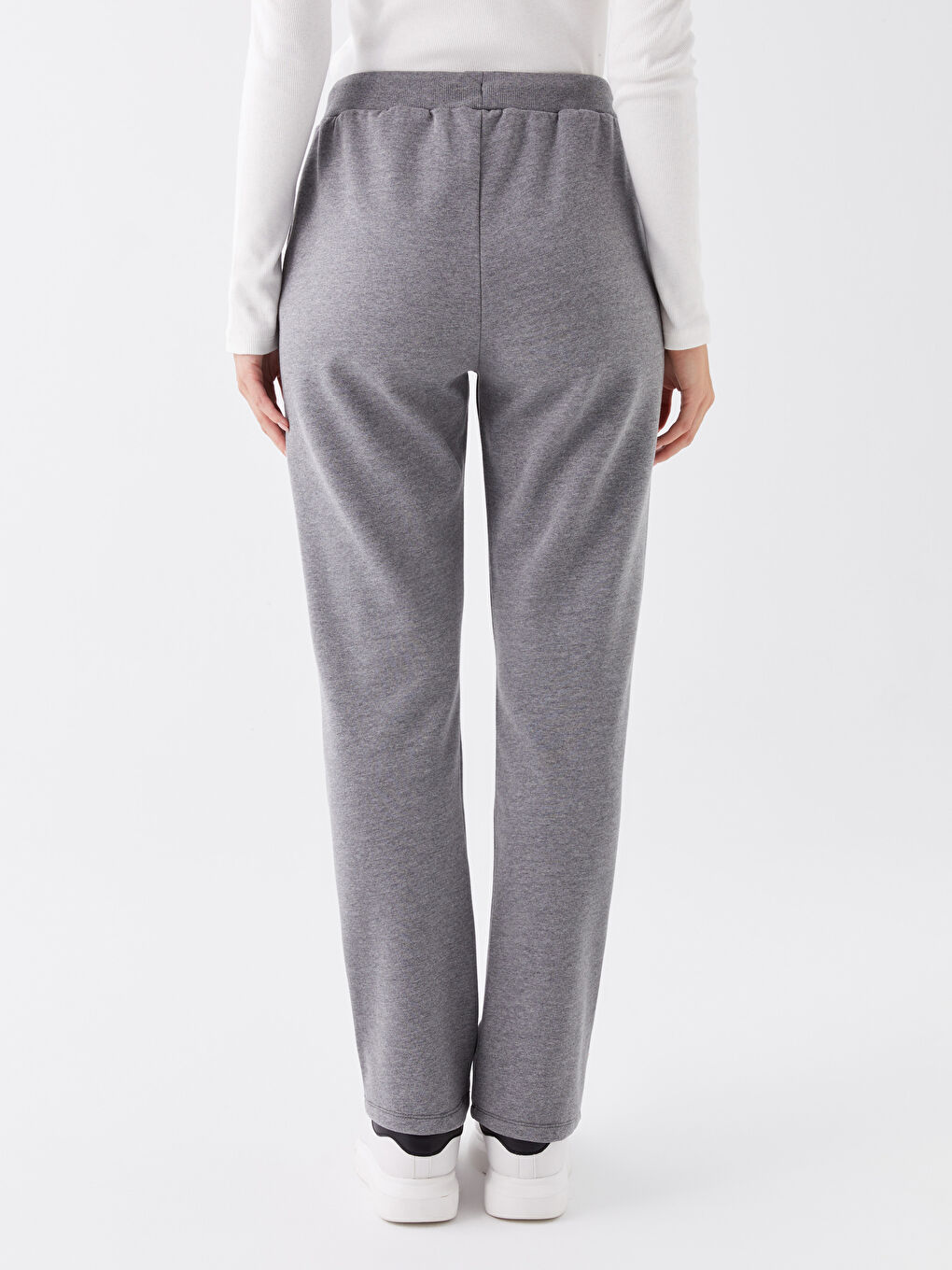 Antrasit Kadın Beli Lastikli Düz Eşofman Altı-3