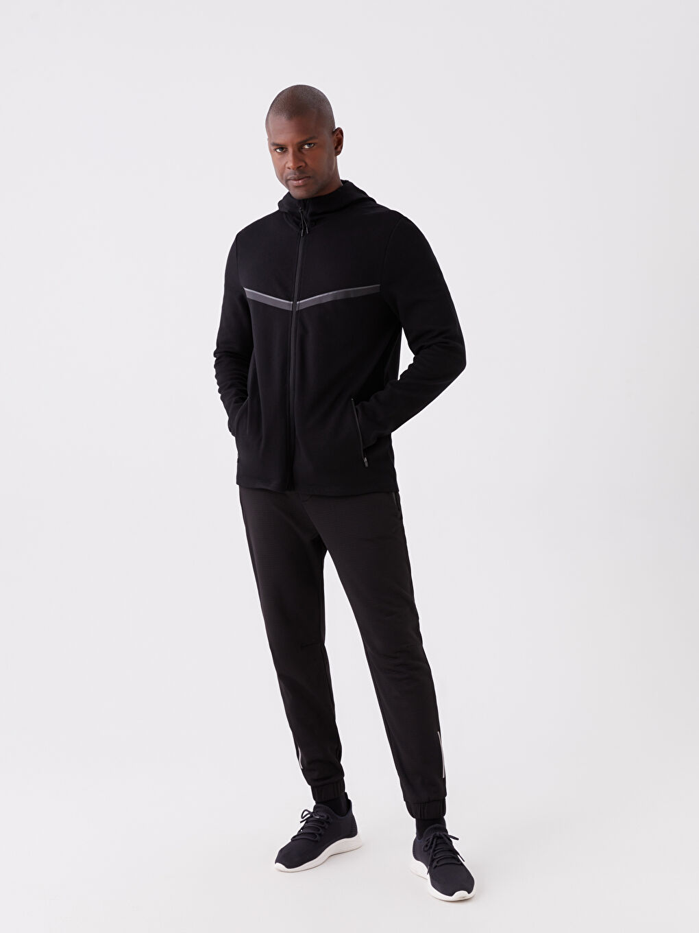 XSIDE ACTIVE Siyah Kapüşonlu Uzun Kollu Erkek Fermuarlı Sweatshirt - 2