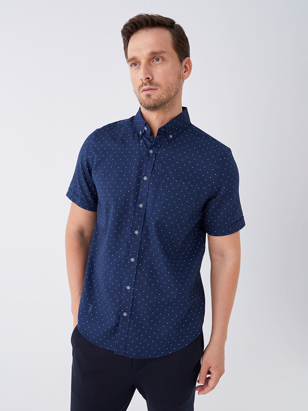 LCWAIKIKI Classic Regular Fit Short Sleeve Patterned Men's Shirt -W35341Z8-LSJ