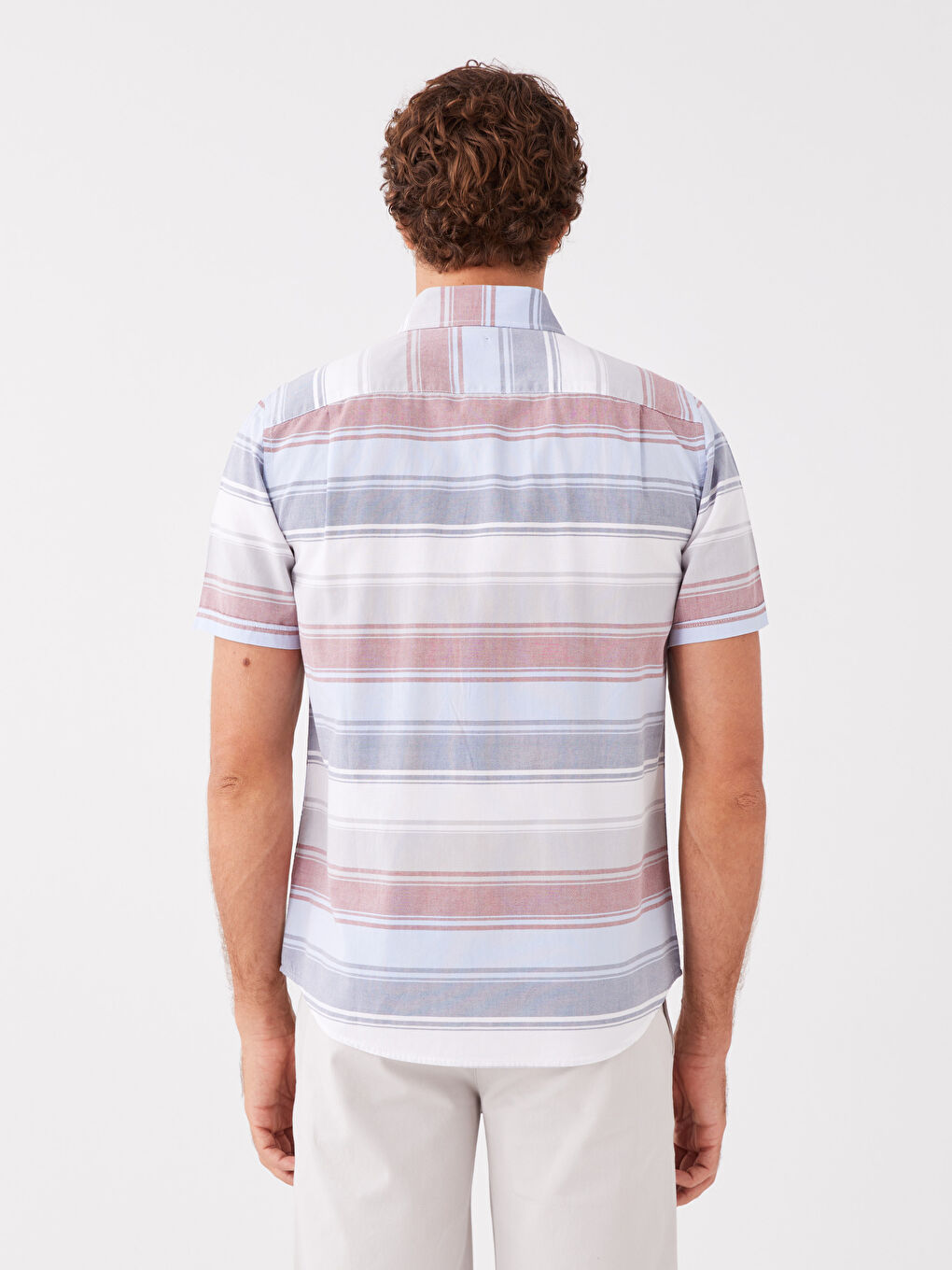 LCWAIKIKI Classic Regular Fit Short Sleeve Striped Men's Shirt -W35347Z8-LJE