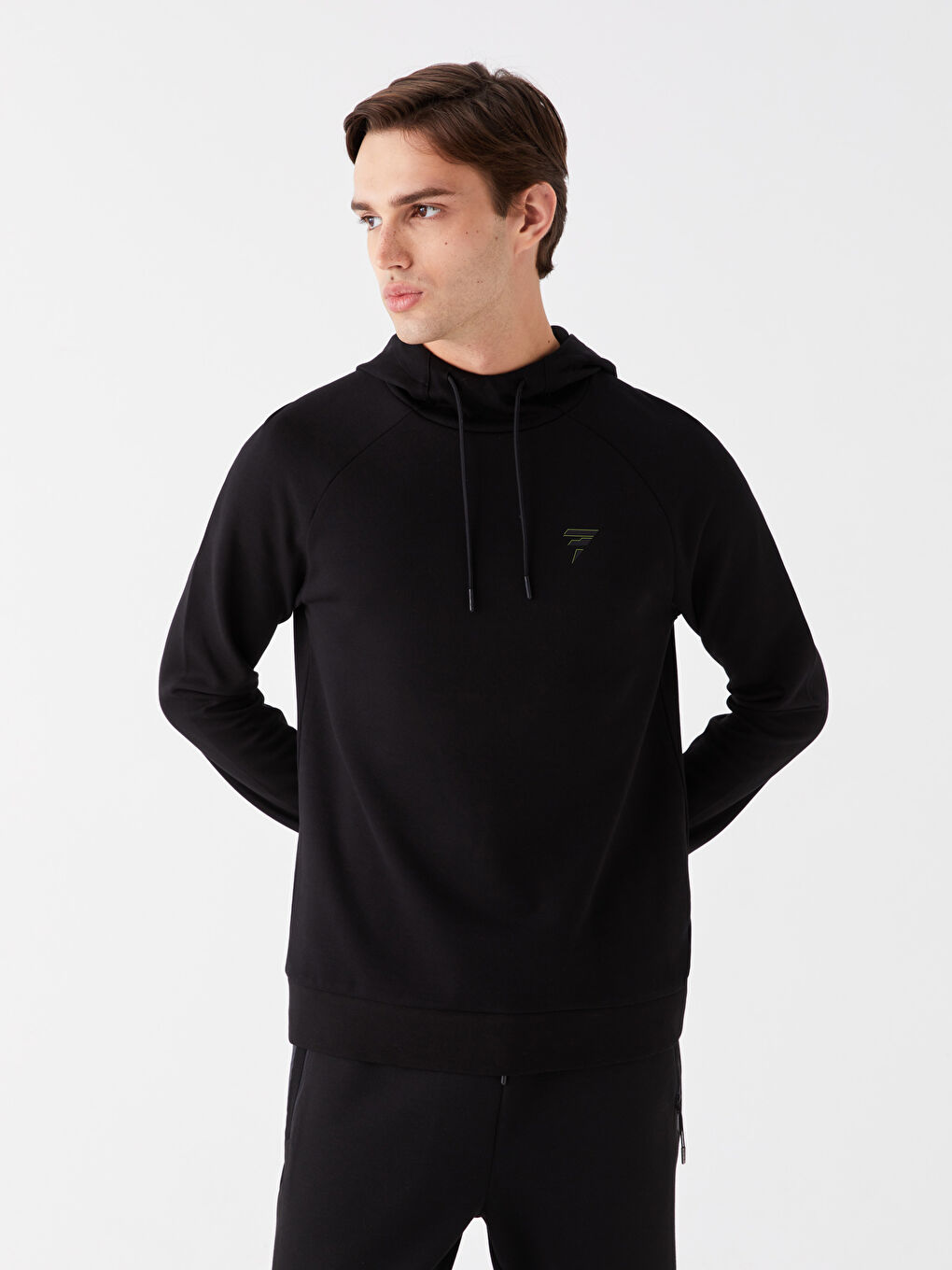 Xside Active Yeni Siyah Uzun Kollu Baskılı Erkek Hoodie - 1