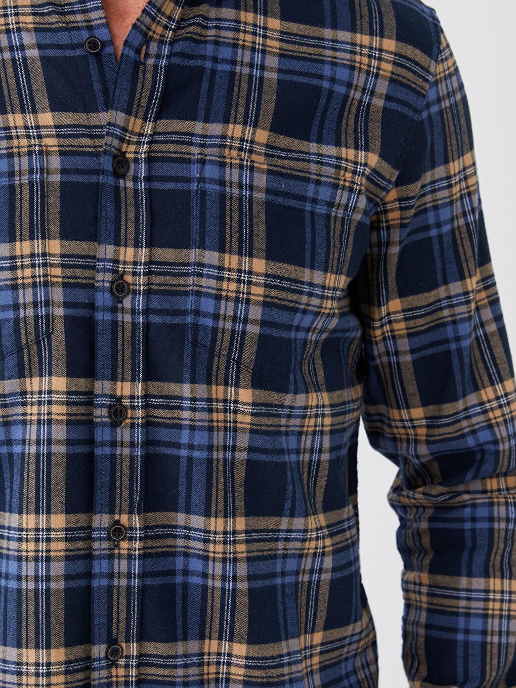 Regular Fit Long Sleeve Plaid Men's Shirt-3