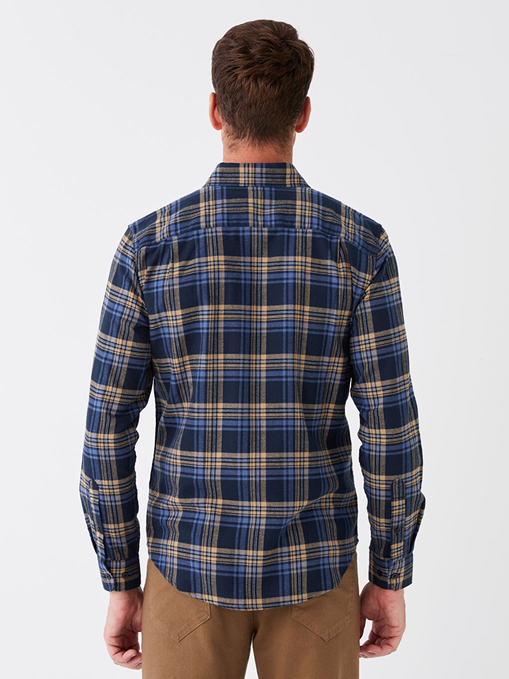 Regular Fit Long Sleeve Plaid Men's Shirt-4