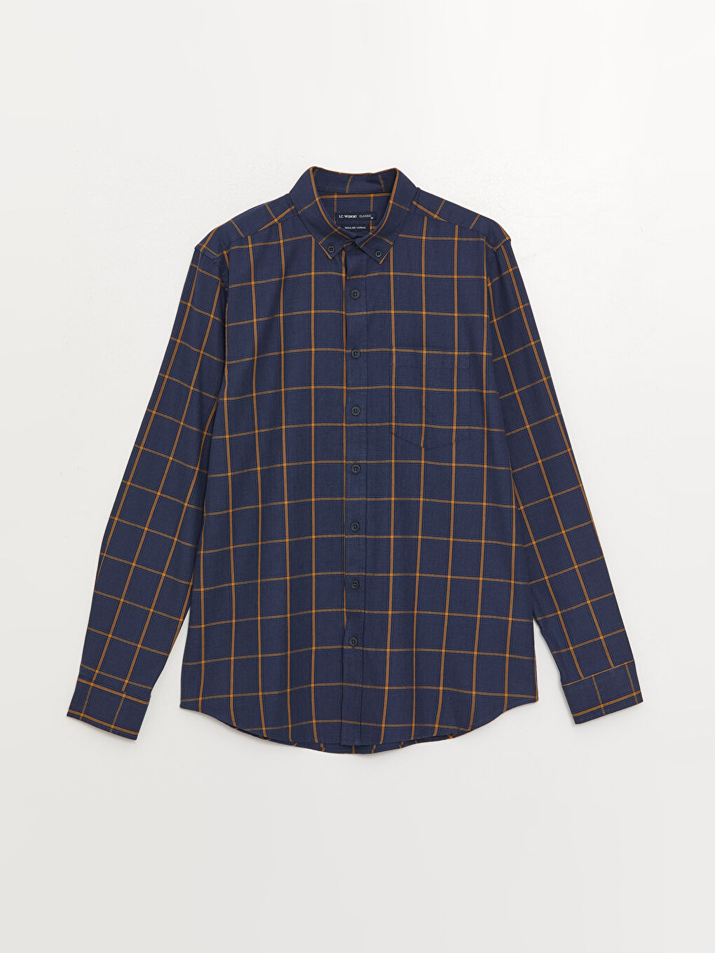 Regular Fit Long Sleeve Plaid Men's Shirt-5