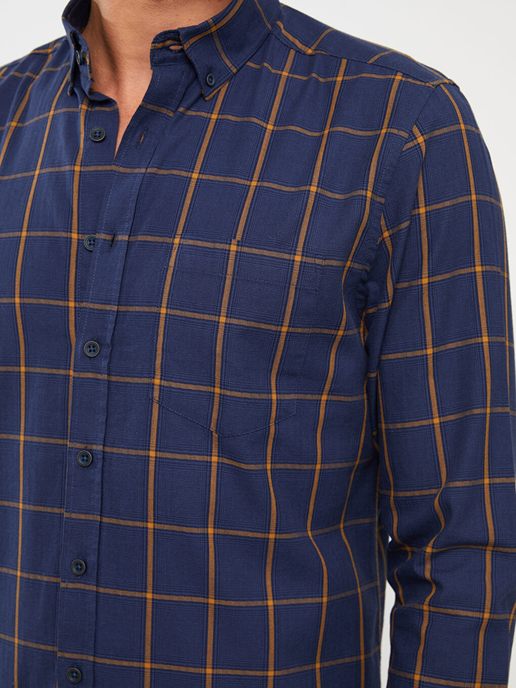 Regular Fit Long Sleeve Plaid Men's Shirt-3