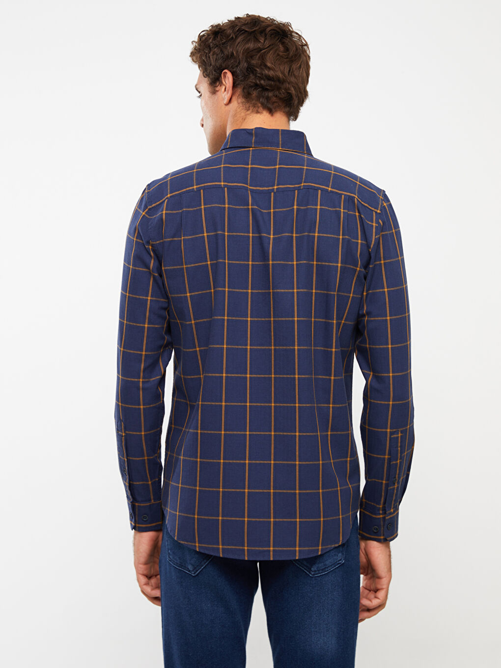 Regular Fit Long Sleeve Plaid Men's Shirt-4