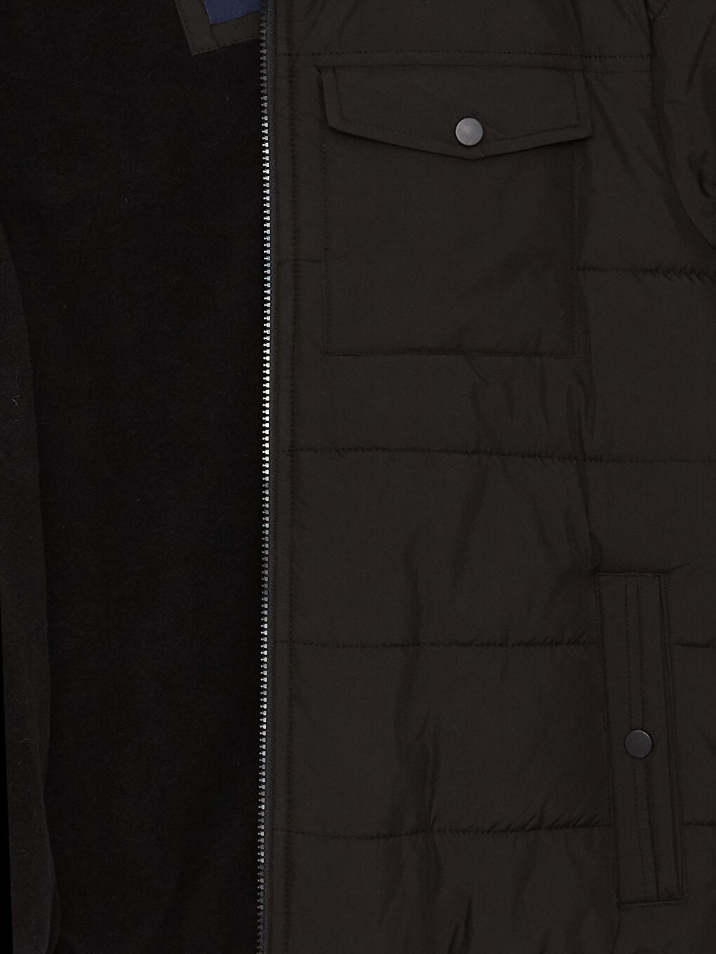 Siyah Standart Kalıp Kapüşonlu Erkek Şişme Mont-8