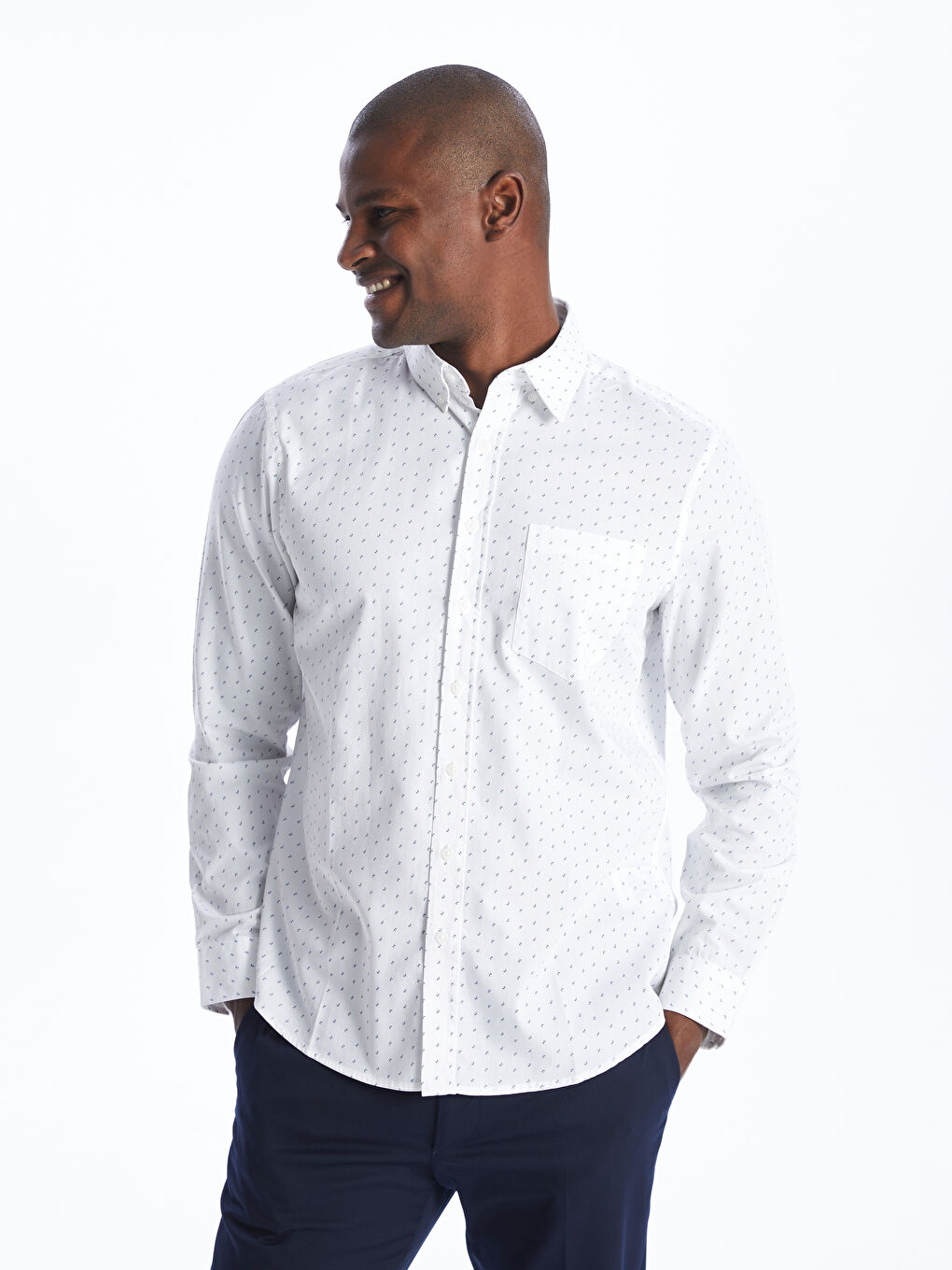 Regular Fit Long Sleeve Patterned Men's Shirt
