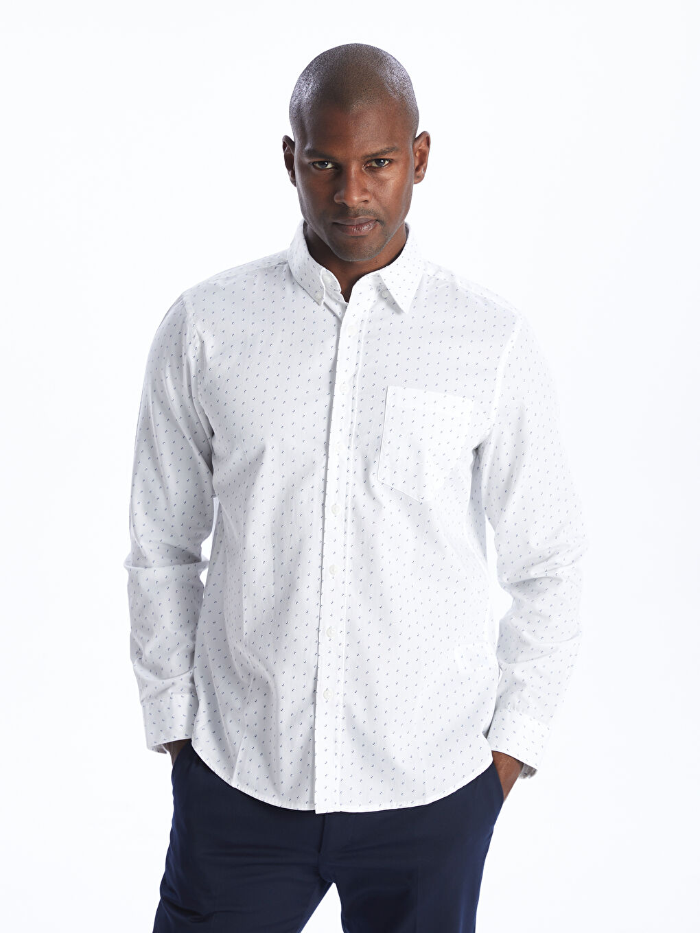 Regular Fit Long Sleeve Patterned Men's Shirt-1