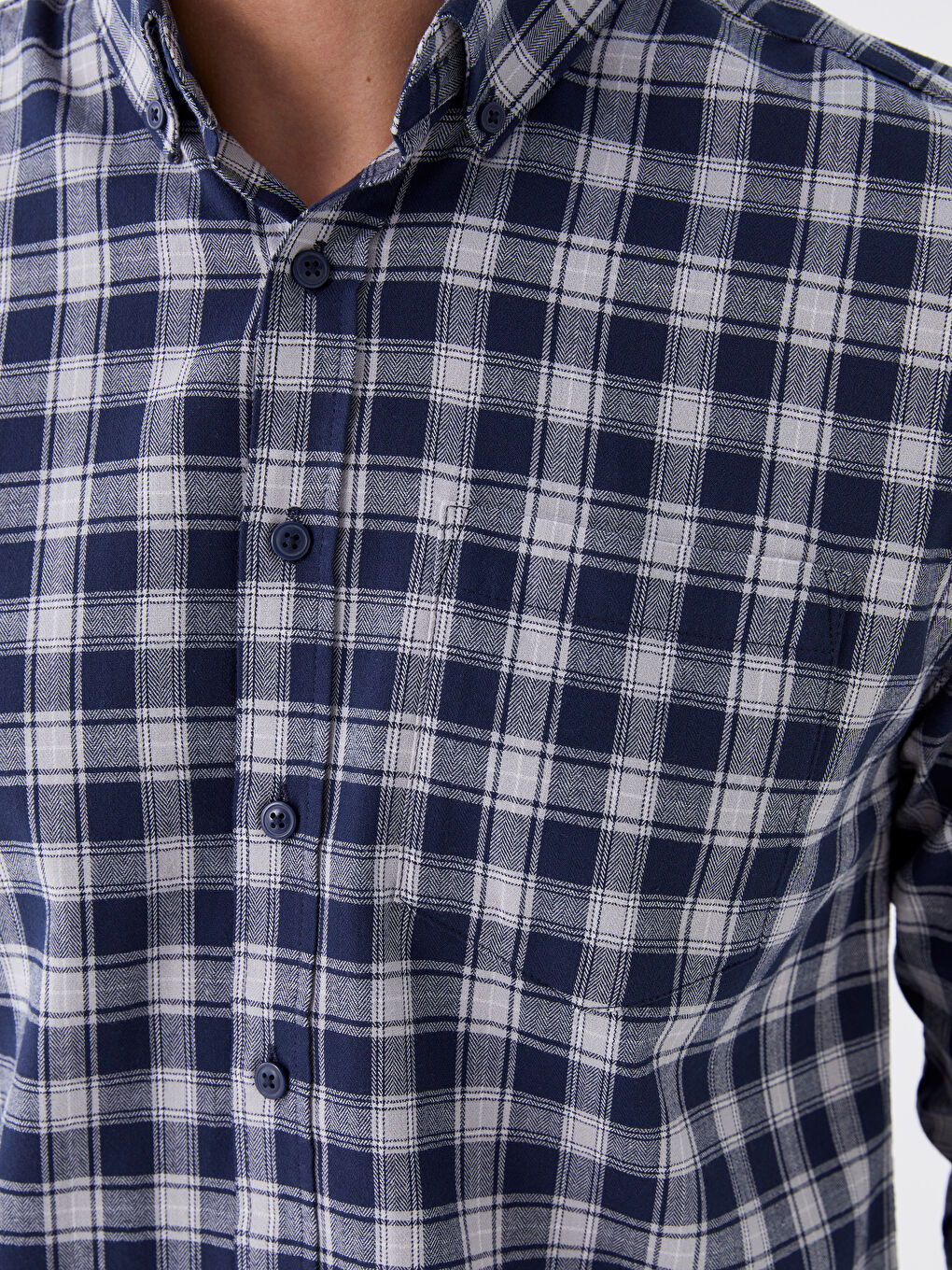 Regular Fit Long Sleeve Plaid Men's Shirt-3