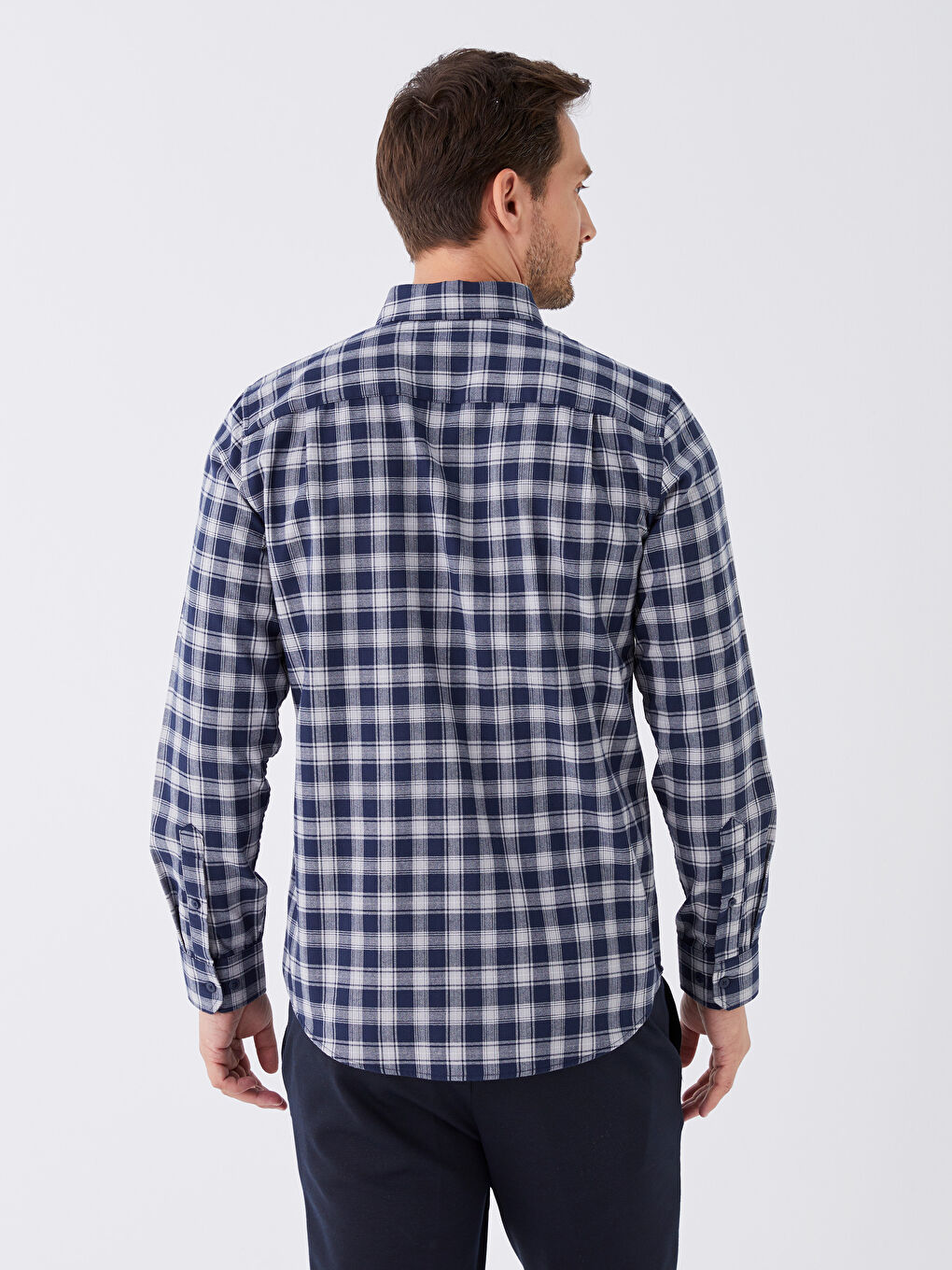 Regular Fit Long Sleeve Plaid Men's Shirt-4