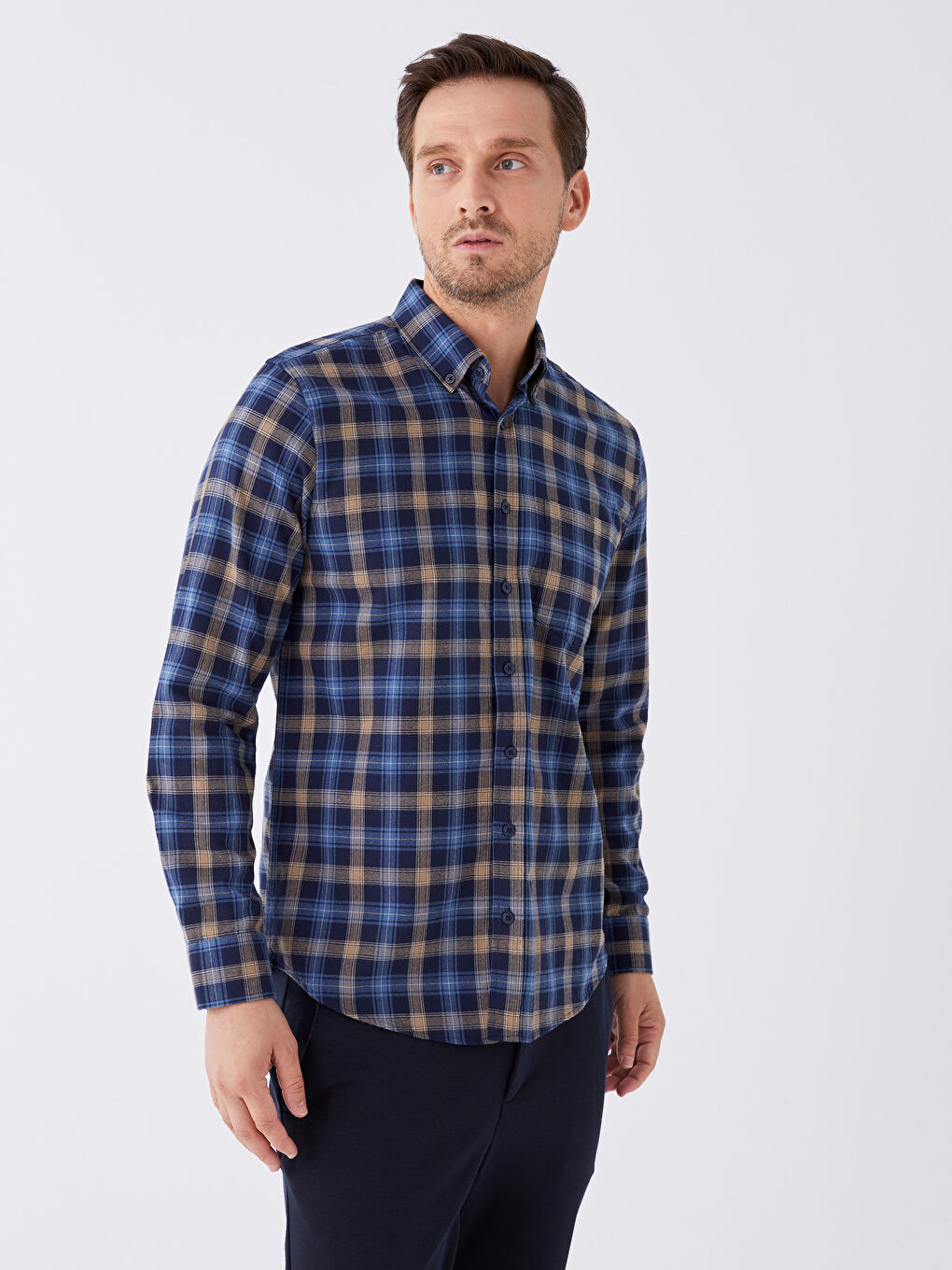 LCWAIKIKI Classic Regular Fit Long Sleeve Plaid Men's Shirt -W35421Z8-LN6