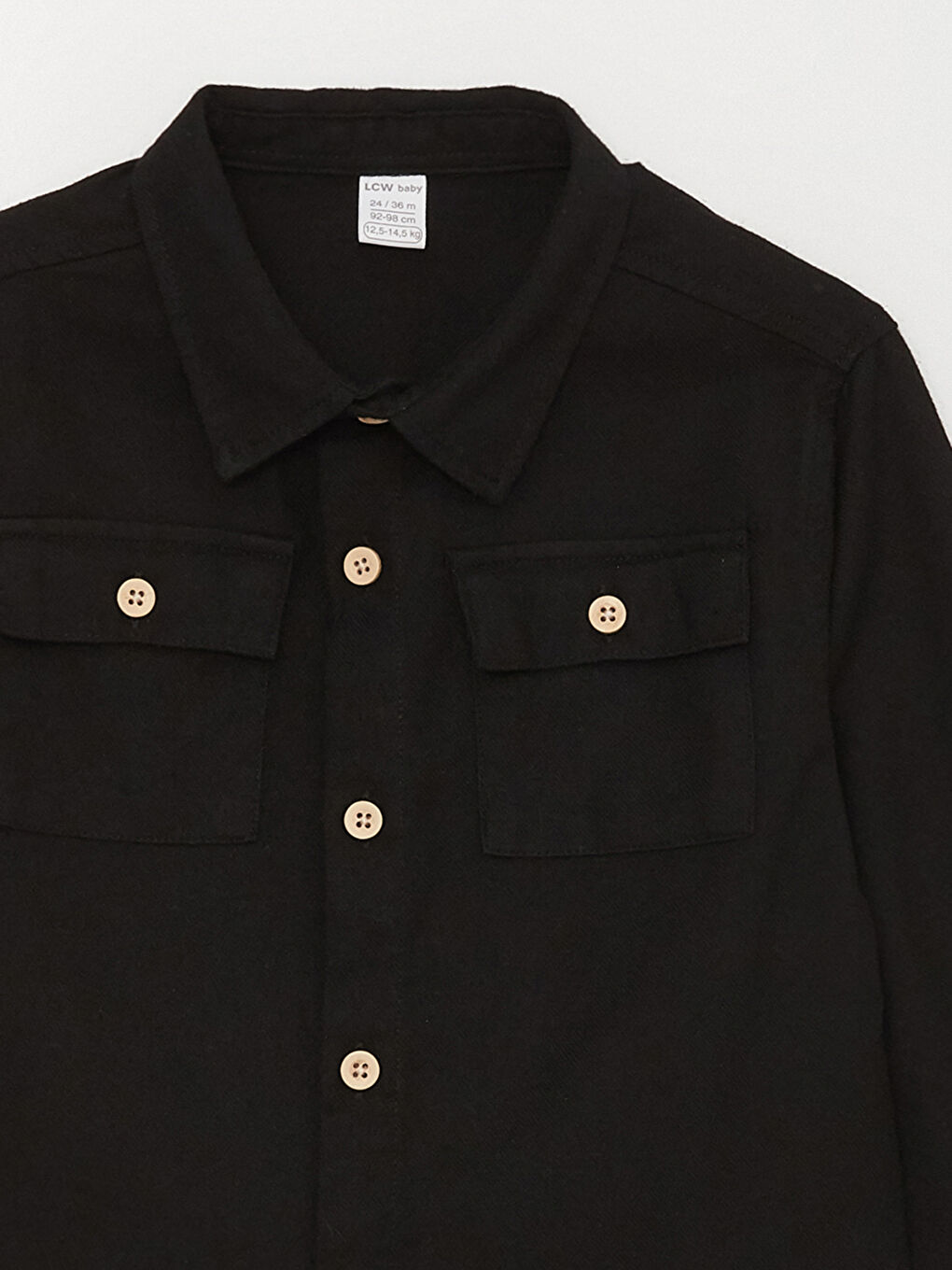 Siyah Uzun Kollu Basic Erkek Bebek Gömlek-2