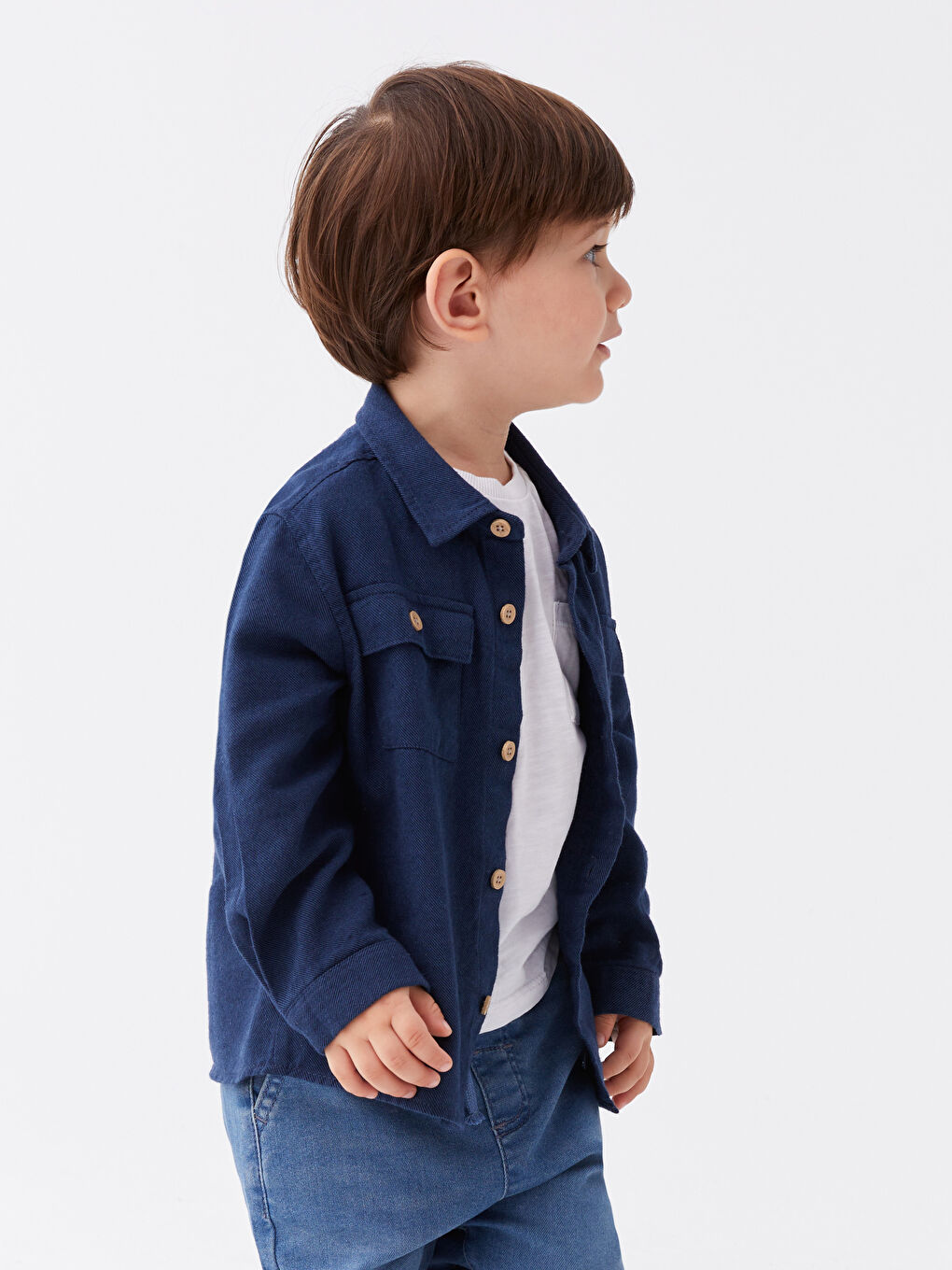Petrol Uzun Kollu Basic Erkek Bebek Gömlek