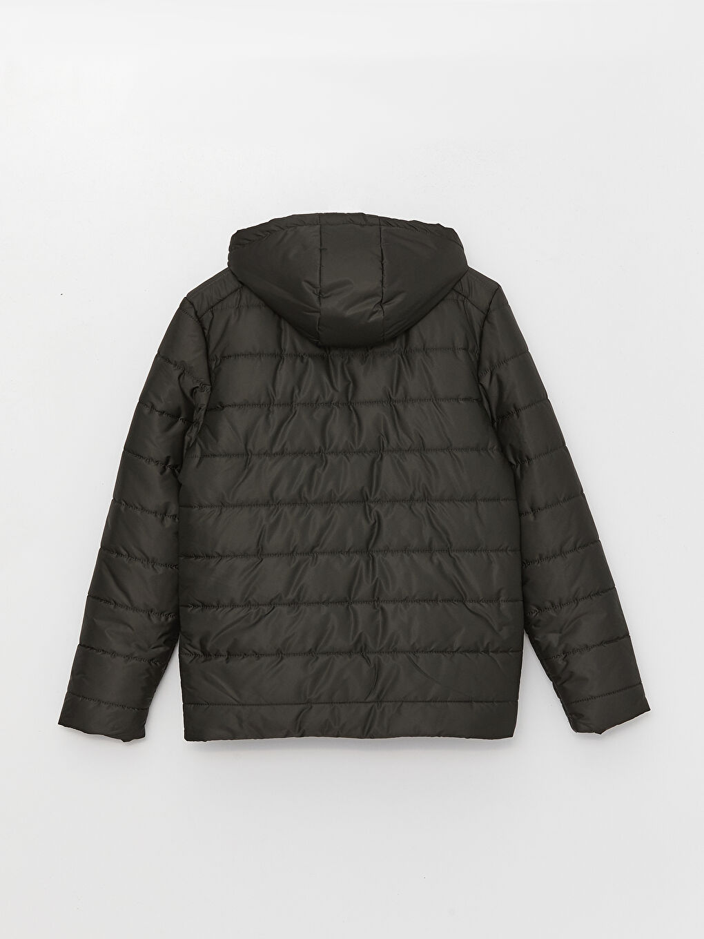 Haki Standart Kalıp Kapüşonlu Erkek Şişme Mont-7