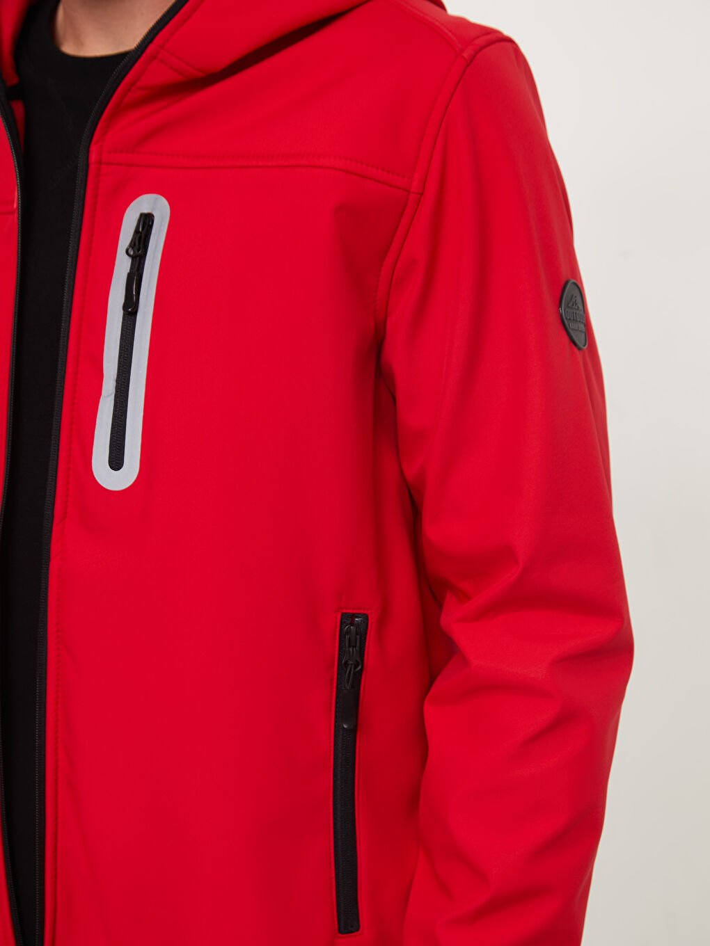 Kırmızı Standart Kalıp Kapüşonlu Erkek Mont-3