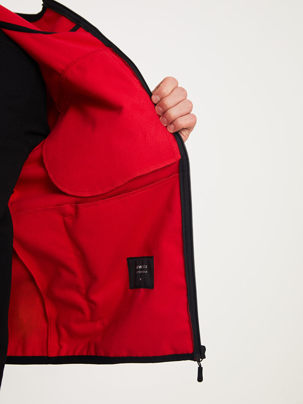 Kırmızı Standart Kalıp Kapüşonlu Erkek Mont-4