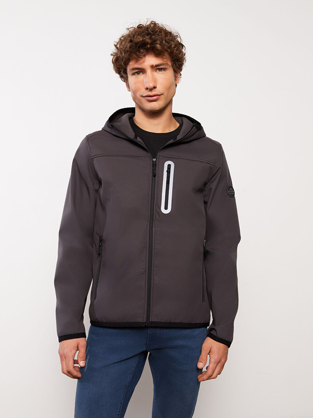 Antrasit Standart Kalıp Kapüşonlu Erkek Mont-1