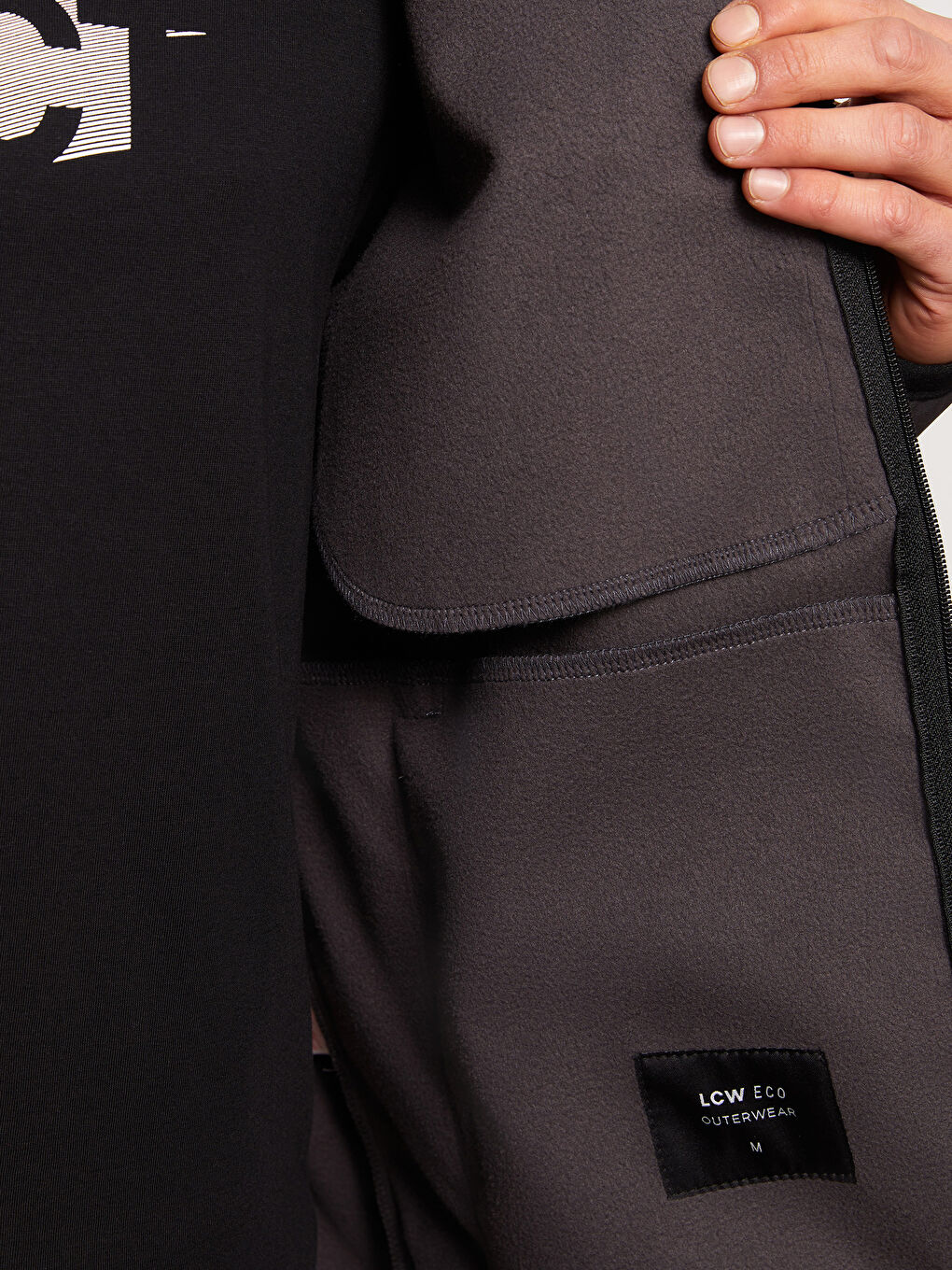 Antrasit Standart Kalıp Kapüşonlu Erkek Mont-3