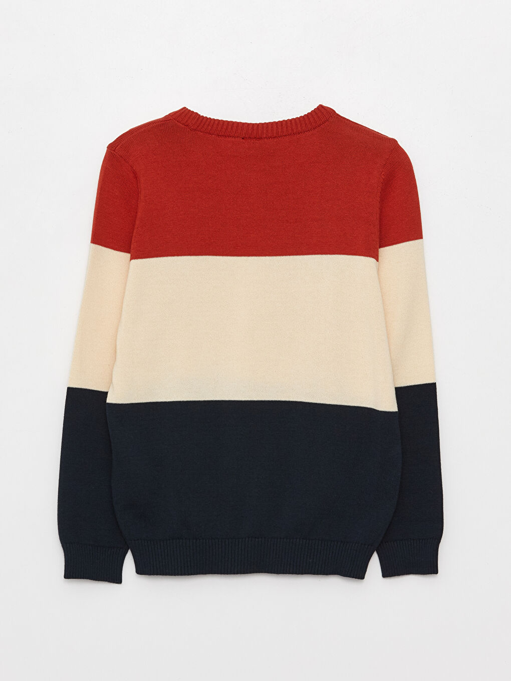 Lacivert Bisiklet Yaka Renk Bloklu Uzun Kollu Erkek Çocuk Triko Kazak-1