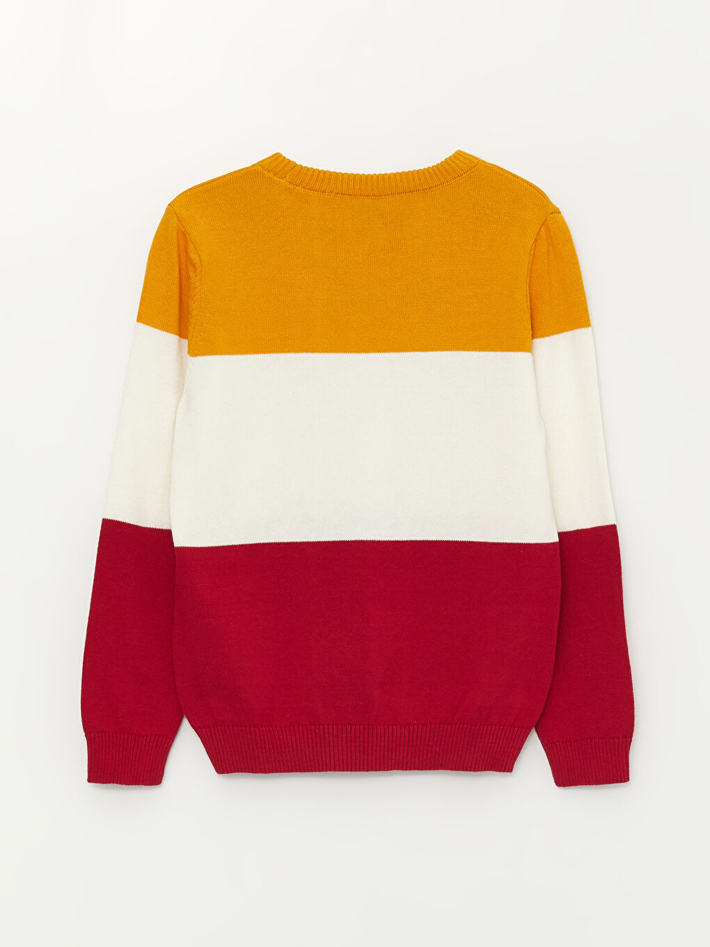 Sarı Bisiklet Yaka Renk Bloklu Uzun Kollu Erkek Çocuk Triko Kazak-1