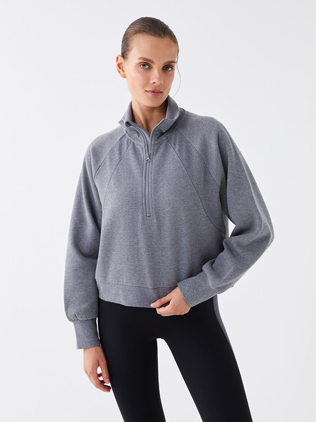 Funnel Neck Oversize Women's Sweatshirt -W35477Z8-R34