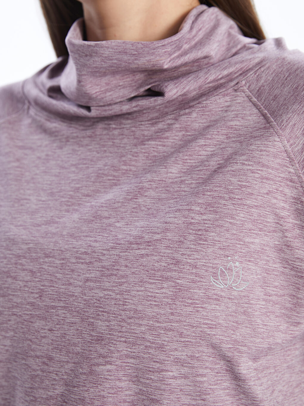 Funnel Neck Plain Long Sleeve Women's T-Shirt -W35478Z8-LCK