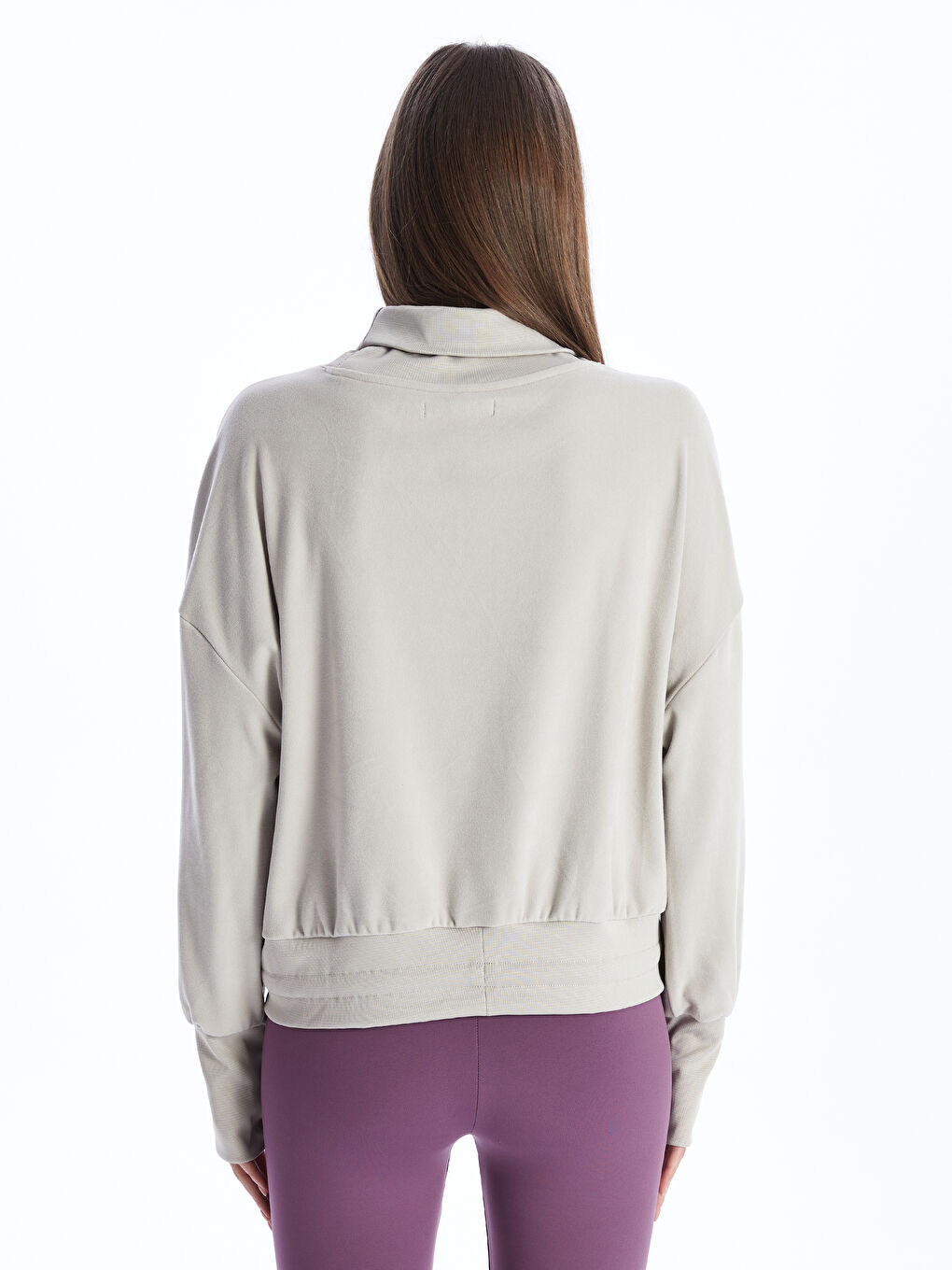XSIDE ACTIVE Turtleneck Plain Long Sleeve Oversize Women's Sweatshirt -W35479Z8-FMC