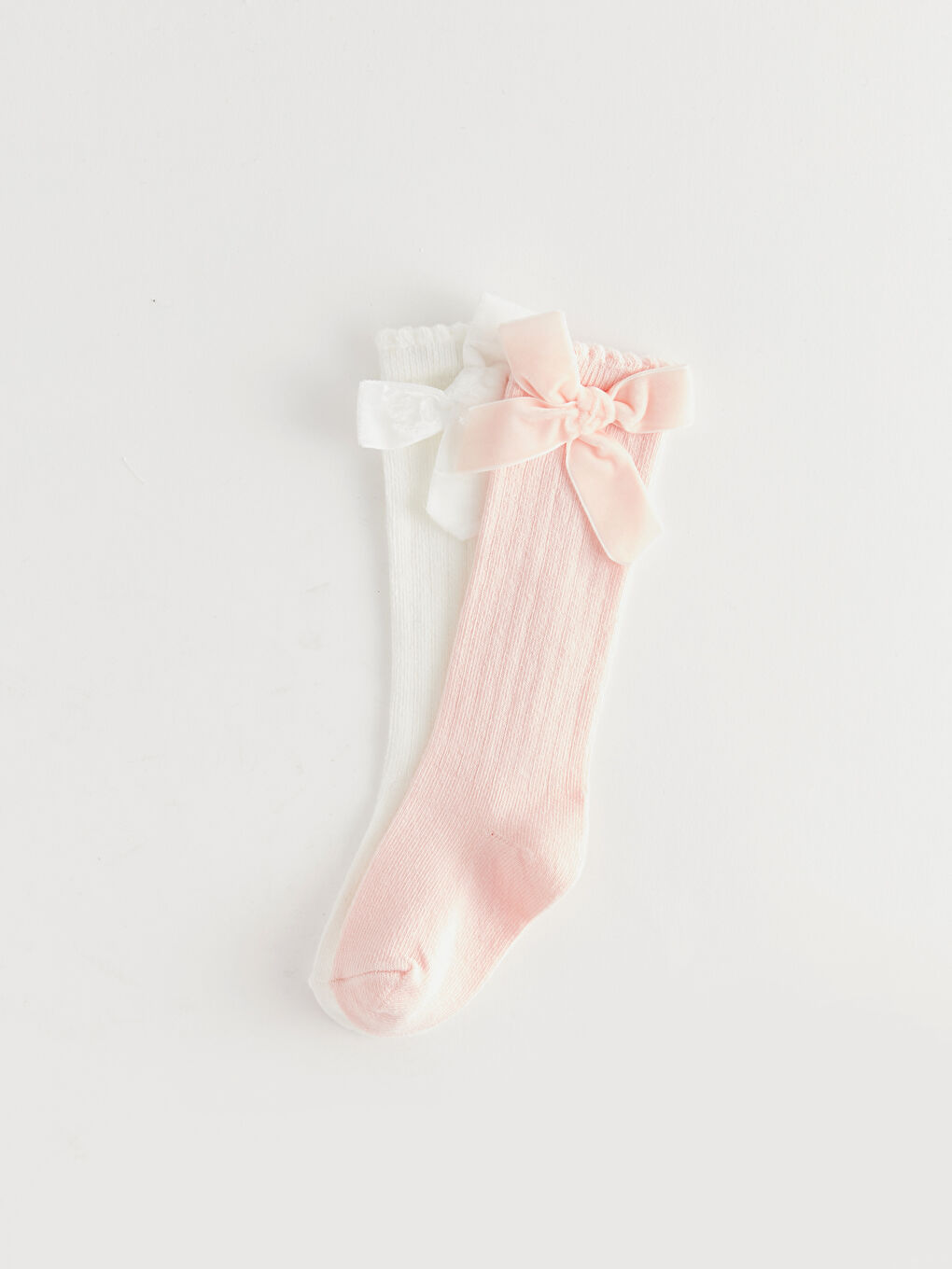 LCW baby Bow Detailed Basic Baby Girl Knee High Socks 2 Pack -W35500Z1-FDU