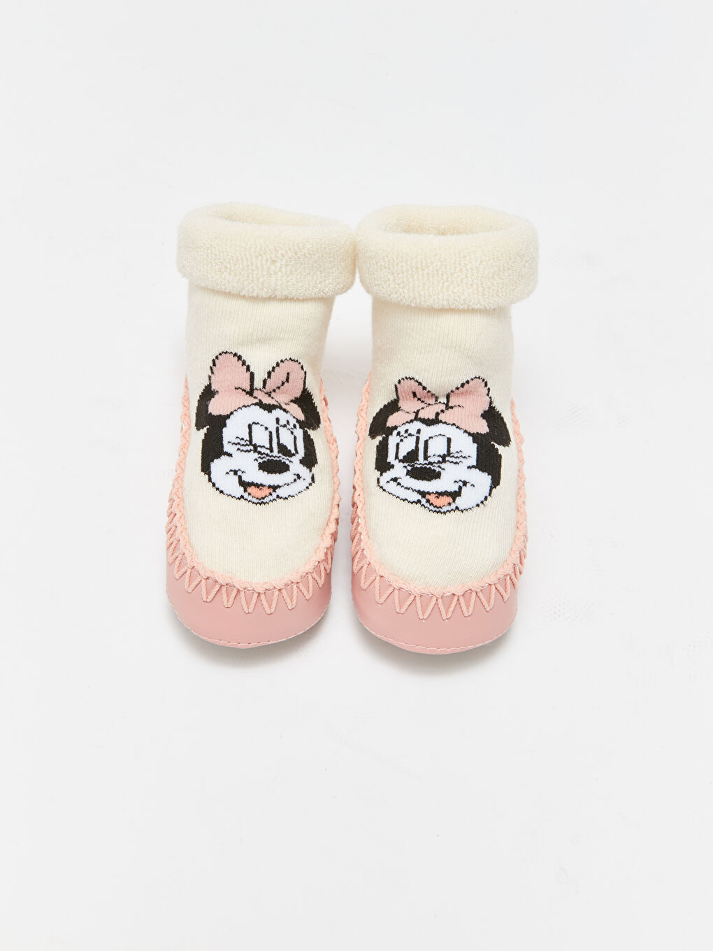 LCW baby Ekru Minnie Mouse Baskılı Kız Bebek Ev Çorabı - 1