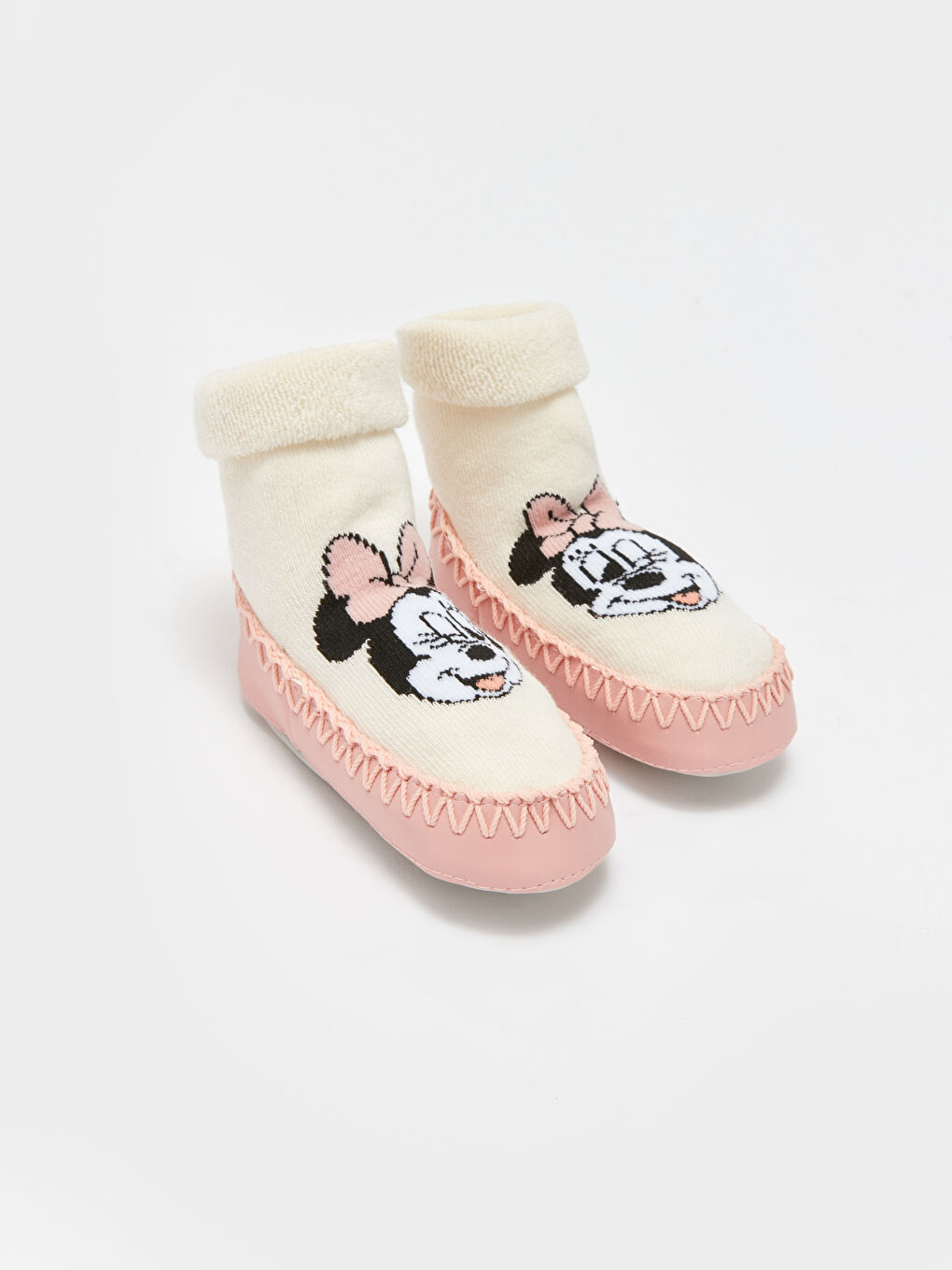 LCW baby Ekru Minnie Mouse Baskılı Kız Bebek Ev Çorabı - 2