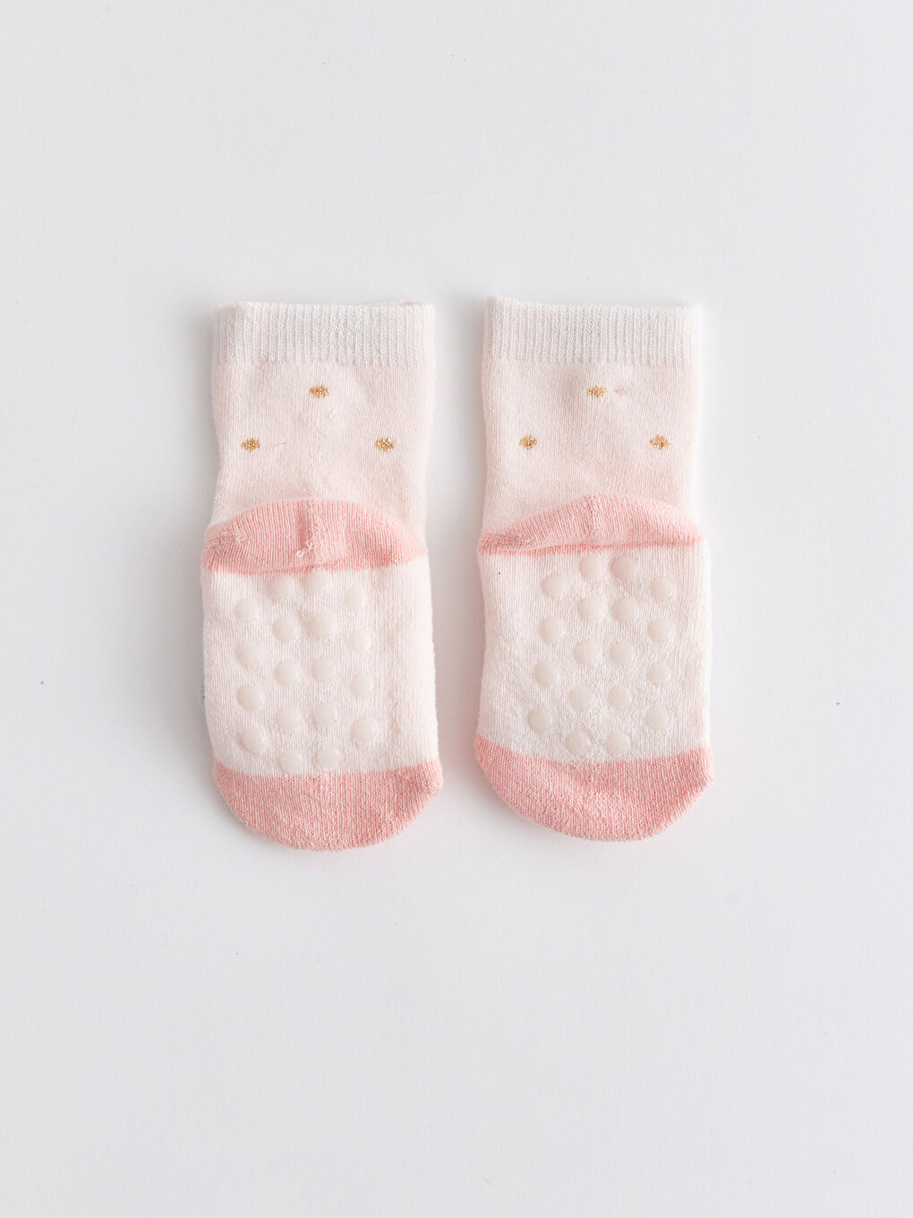 Pembe Desenli Kız Bebek Ev Çorabı-1