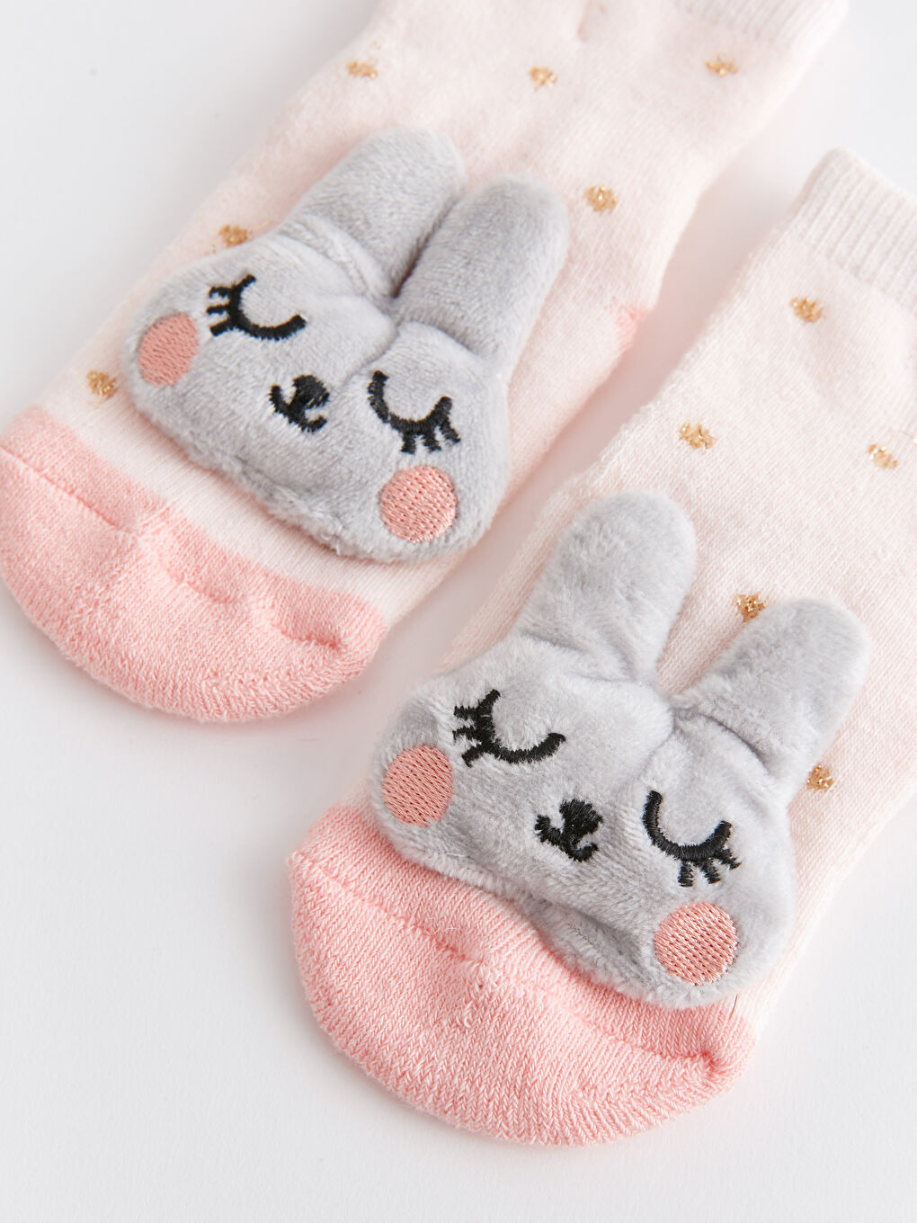 Pembe Desenli Kız Bebek Ev Çorabı-2