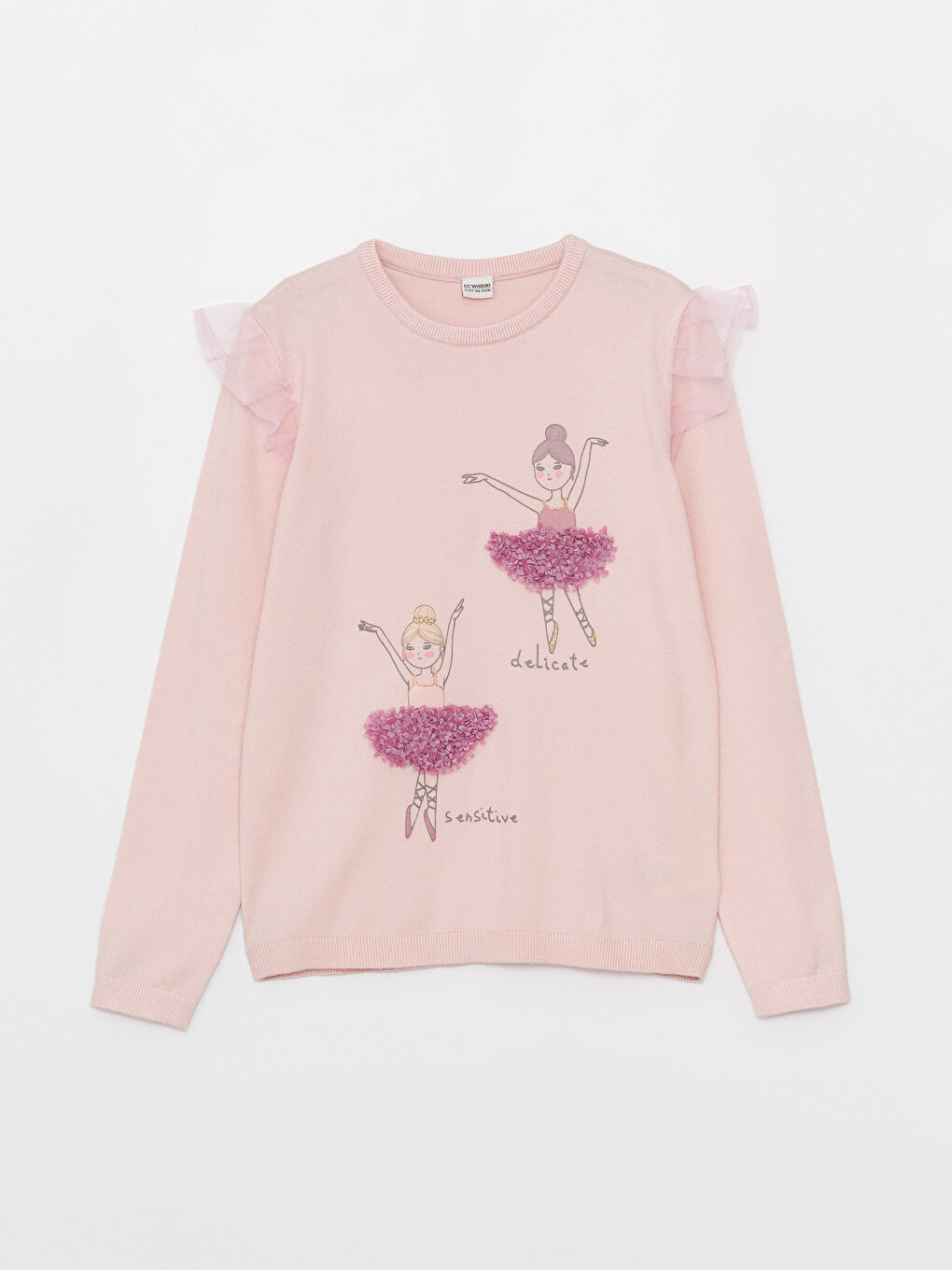 LCW Kids Crew Neck Patterned Long Sleeve Girls' Knitwear Sweater -W35525Z4-FW2