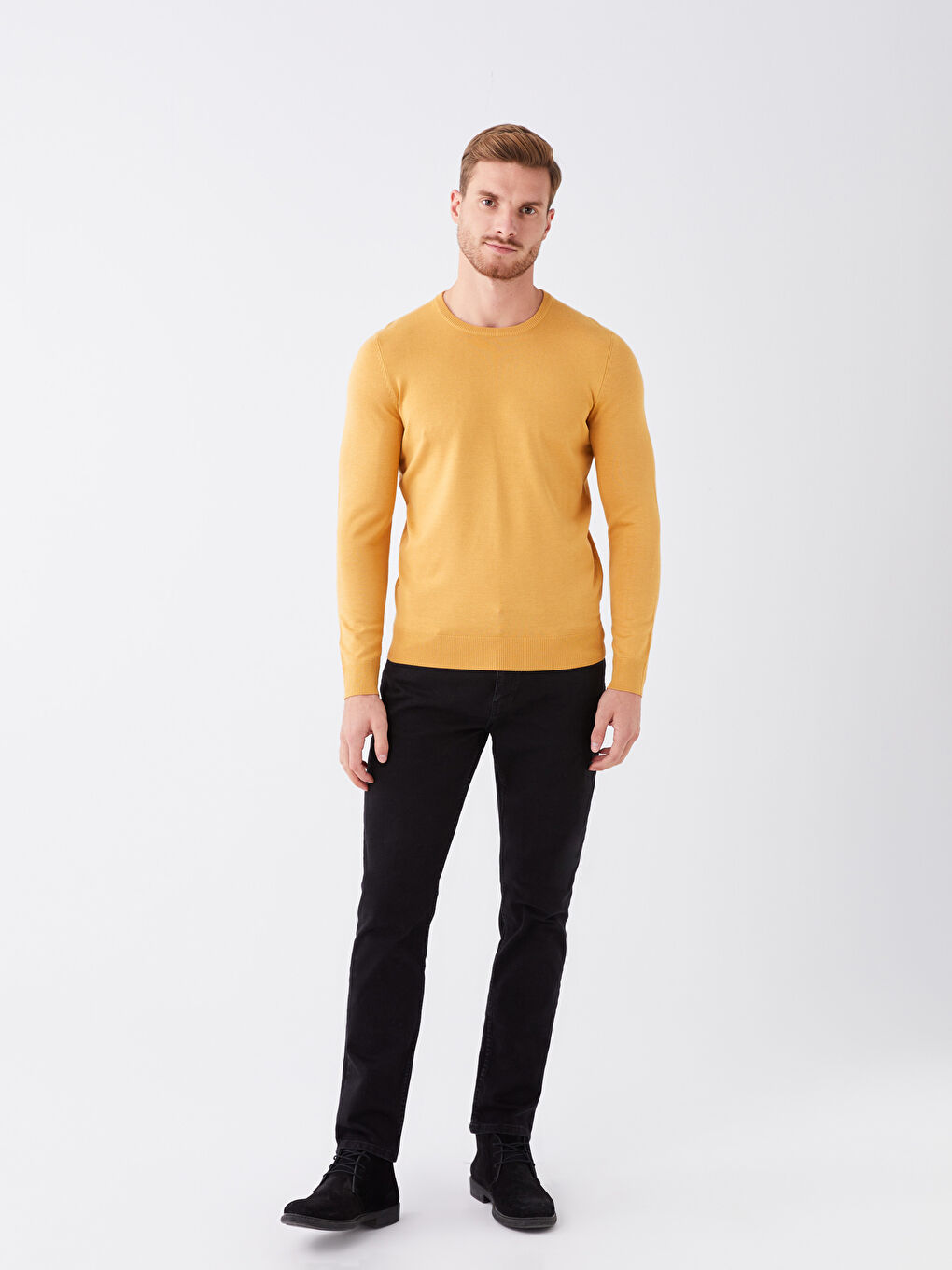 LCWAIKIKI كلاسيك بلوزی قۆڵ درێژ یه‌خه‌ خڕ بۆ پیاوان تریکۆ -W35527Z8-FGK