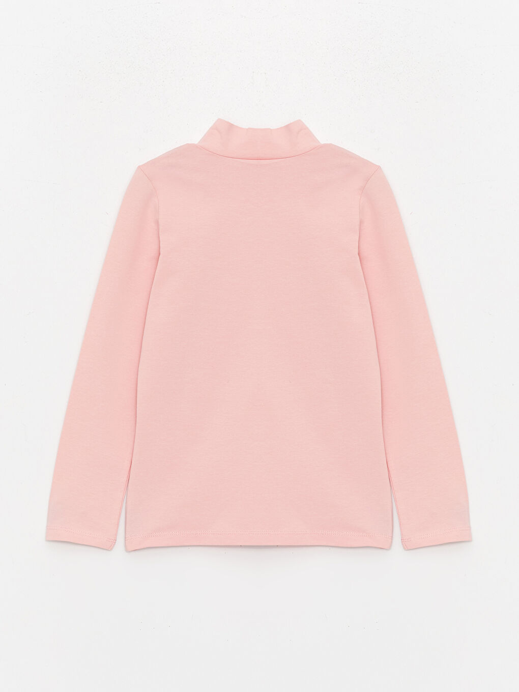 تيشيرت بناتي بأكمام طويلة وياقة شبه عالية أساسية-1
