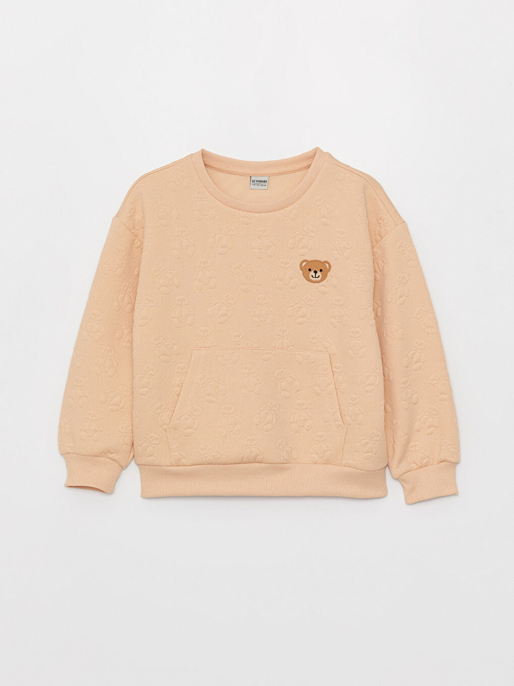 LCW Kids Açık Pembe Bisiklet Yaka Nakışlı Uzun Kollu Kız Çocuk Sweatshirt