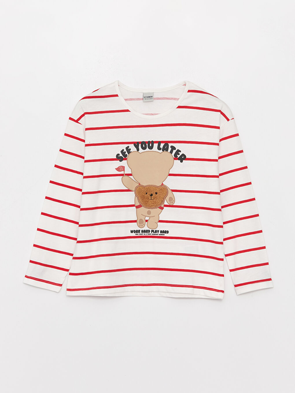 LCW Kids تیشێرت قۆڵ درێژ خەتخەت یه‌خه‌ خڕ بۆ کچان -W35583Z4-LHM