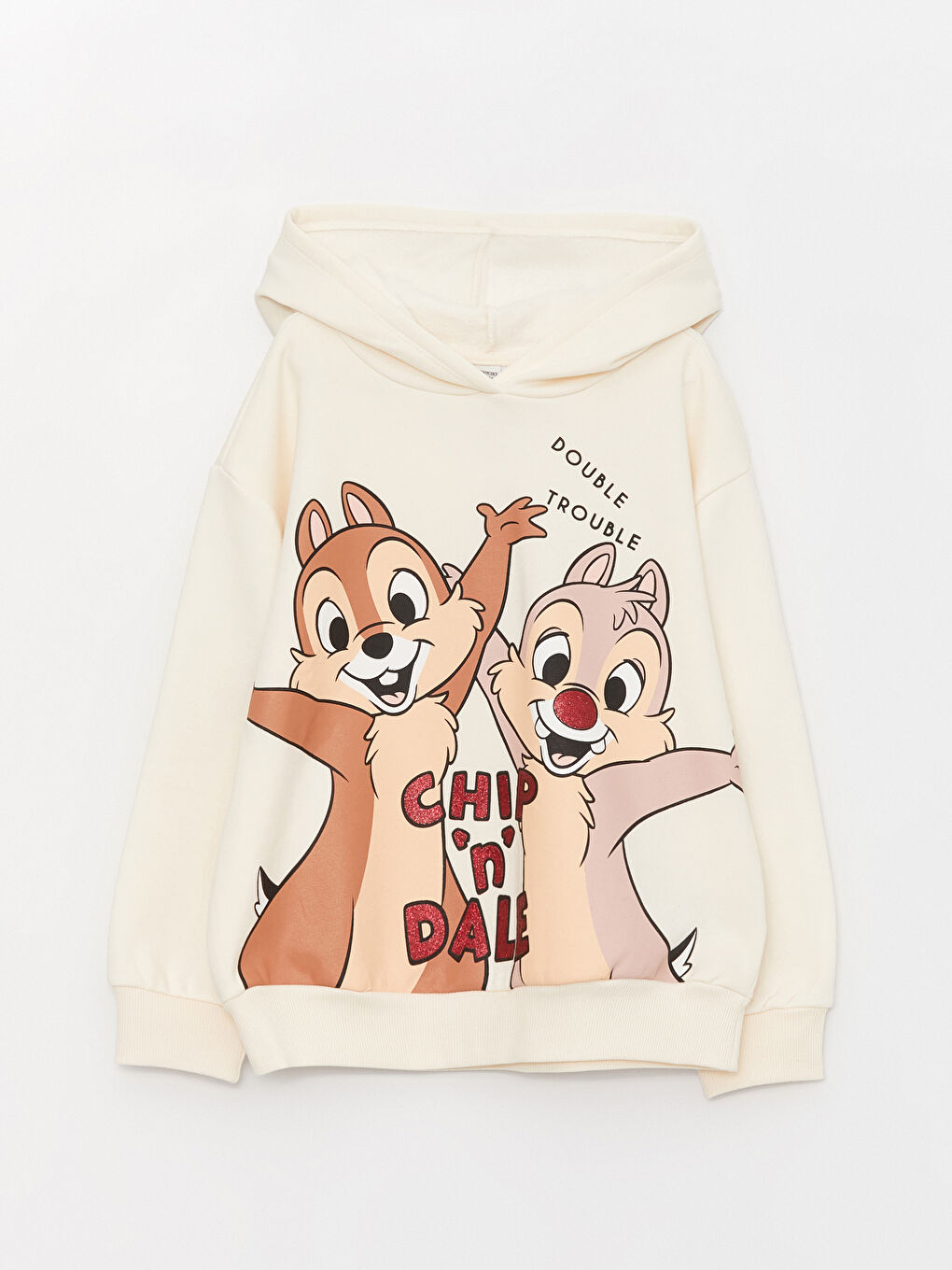 LCW Kids Uçuk Pembe Chip'n Dale Baskılı Uzun Kollu Kız Çocuk Hoodie