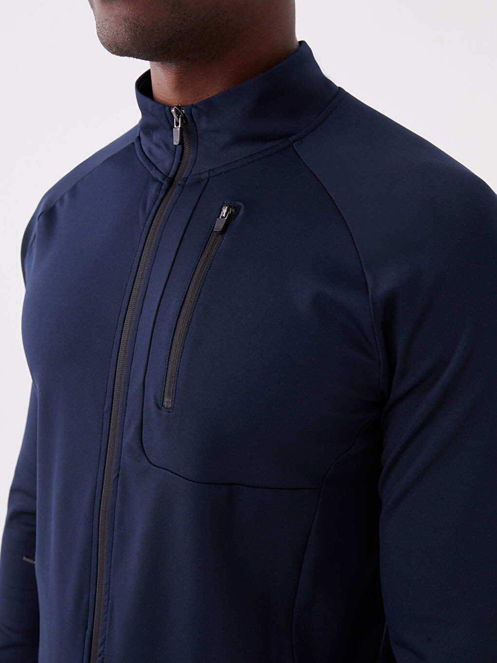 Xside Active Koyu Lacivert Dik Yaka Uzun Kollu Erkek Fermuarlı Sweatshirt - 3