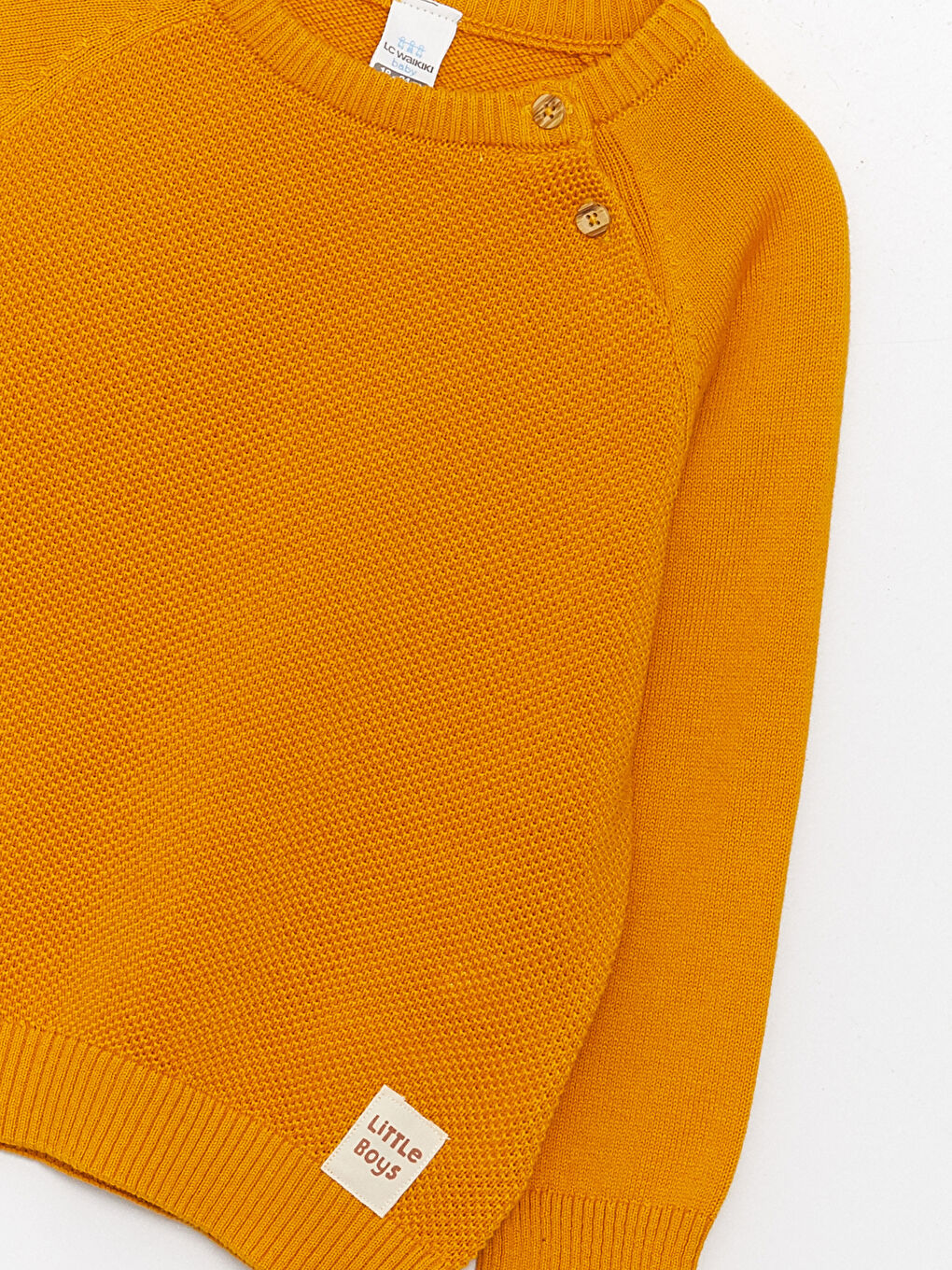 Sarı Bisiklet Yaka Kendinden Desenli Erkek Bebek Triko Kazak-2