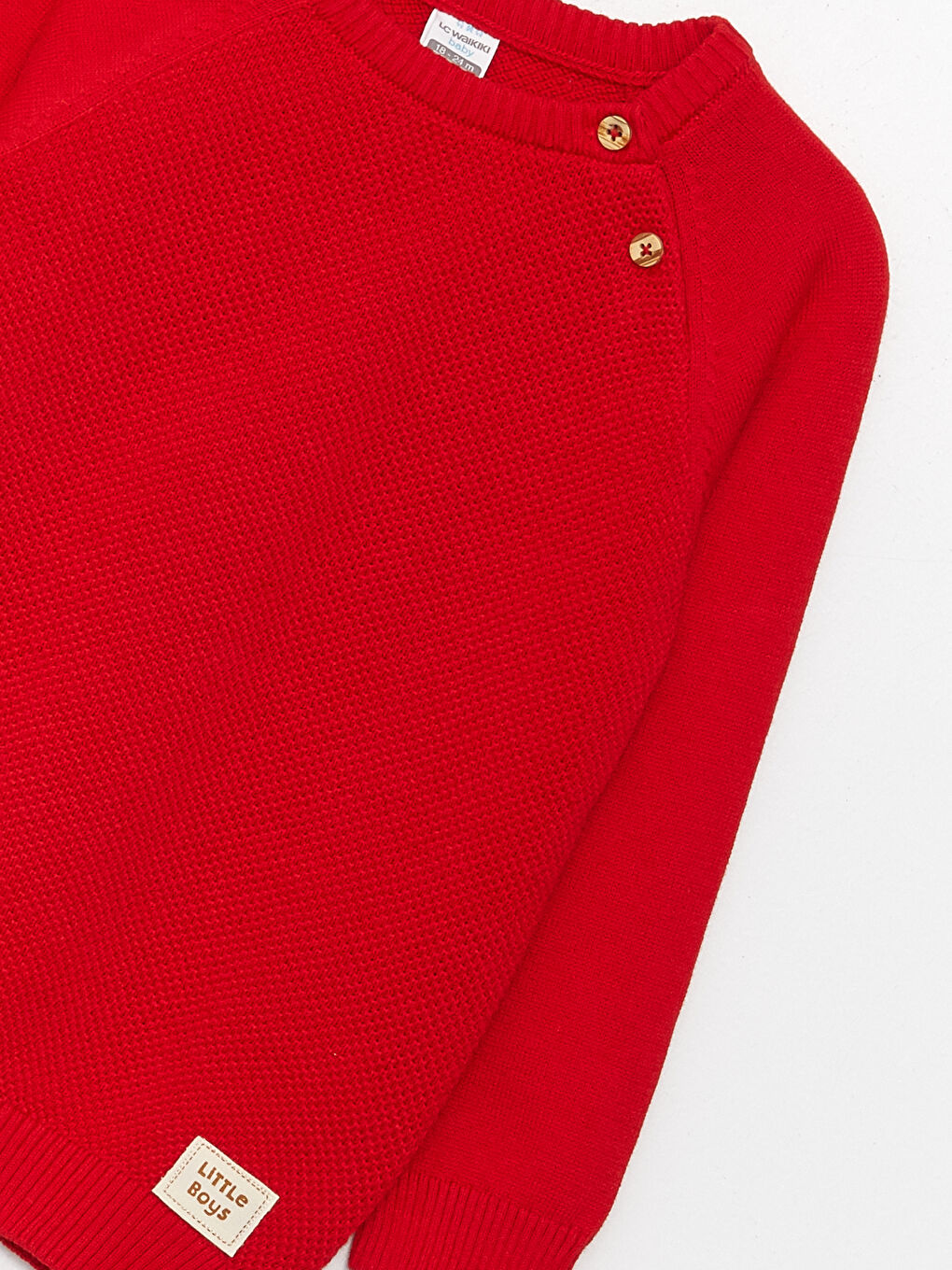 Kırmızı Bisiklet Yaka Kendinden Desenli Erkek Bebek Triko Kazak-2