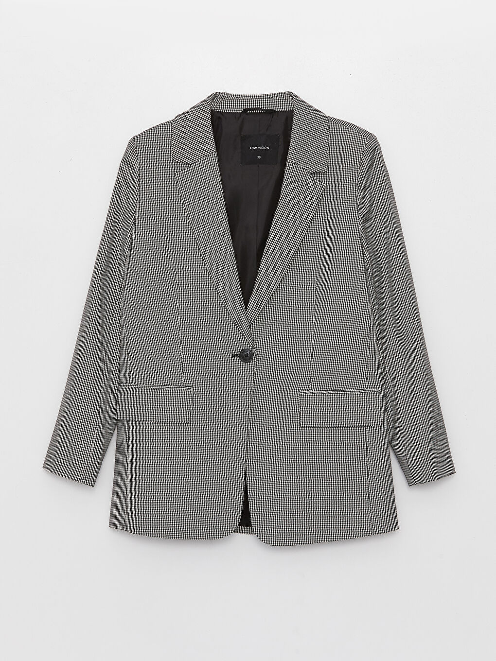 Crowbar Patterned Long Sleeve Gabardine Women's Blazer Jacket-5