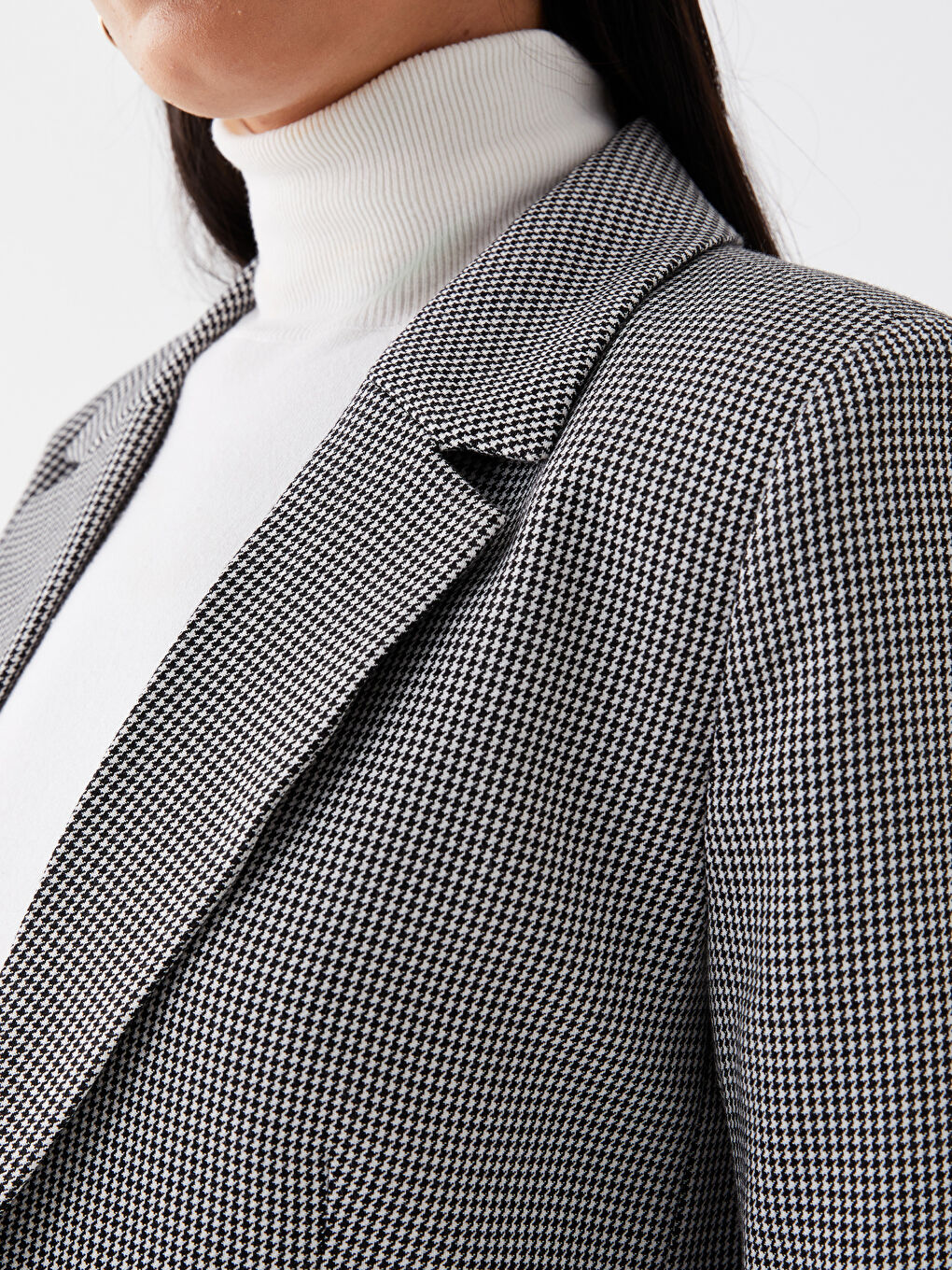 Crowbar Patterned Long Sleeve Gabardine Women's Blazer Jacket-3