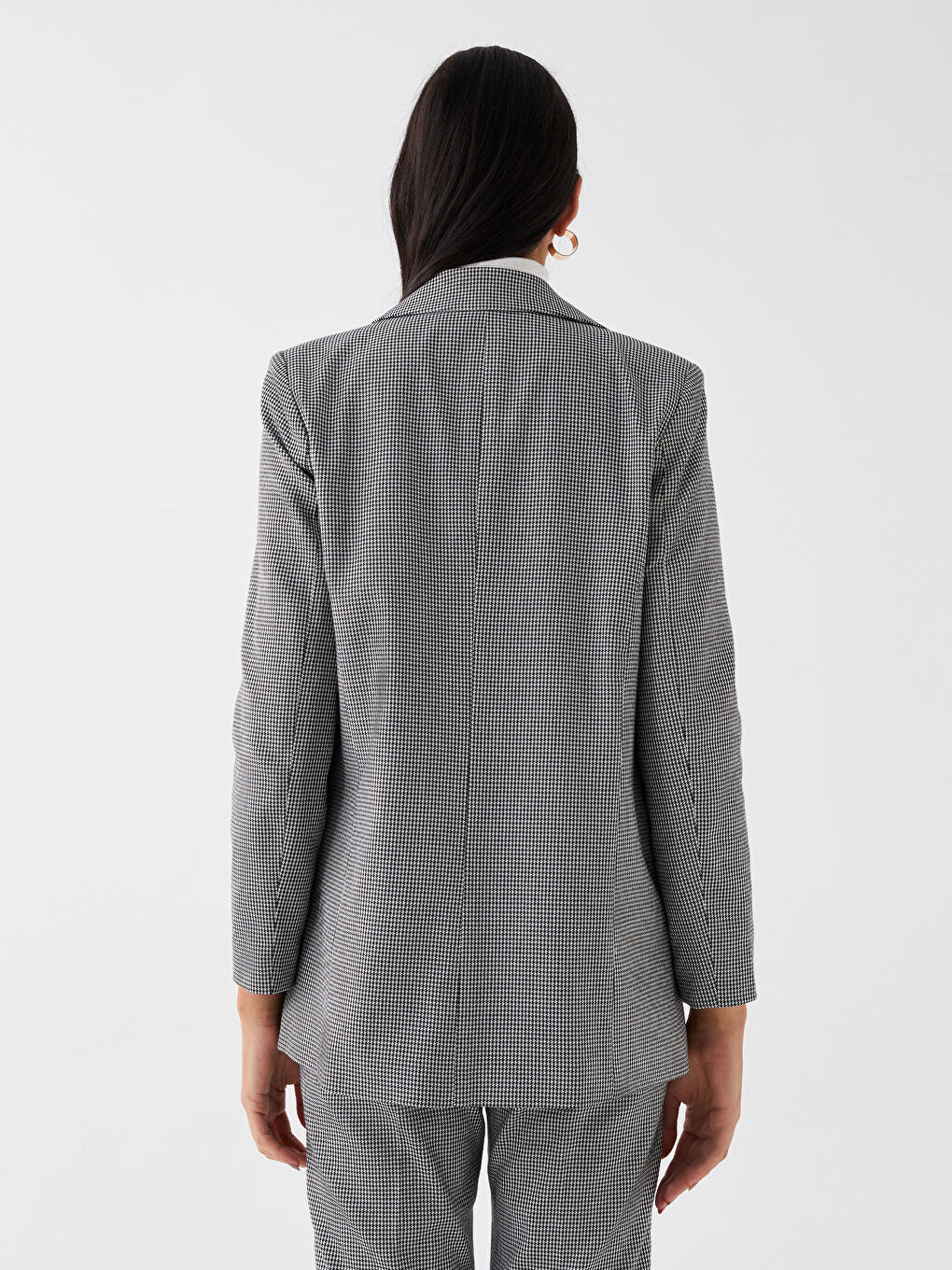 Crowbar Patterned Long Sleeve Gabardine Women's Blazer Jacket-4