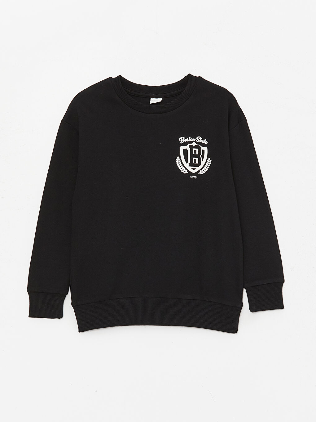 LCW Kids Yeni Siyah Rahat Kalıp Bisiklet Yaka Baskılı Erkek Çocuk Sweatshirt - 2