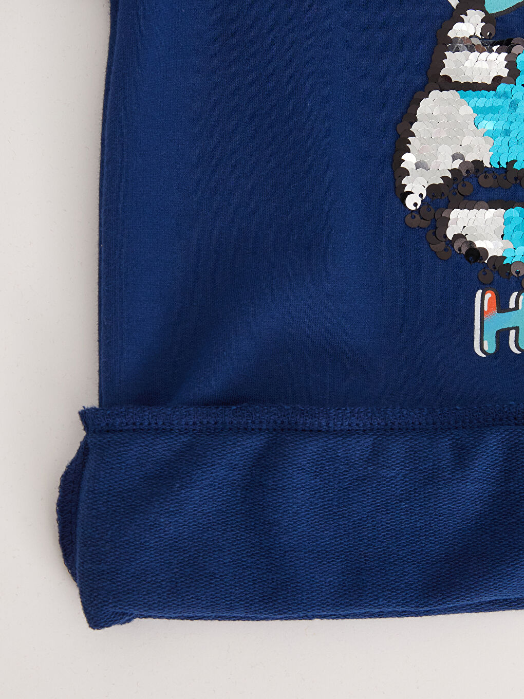 Lacivert Kapüşonlu Çift Yönlü Payetli Uzun Kollu Erkek Çocuk Sweatshirt-1