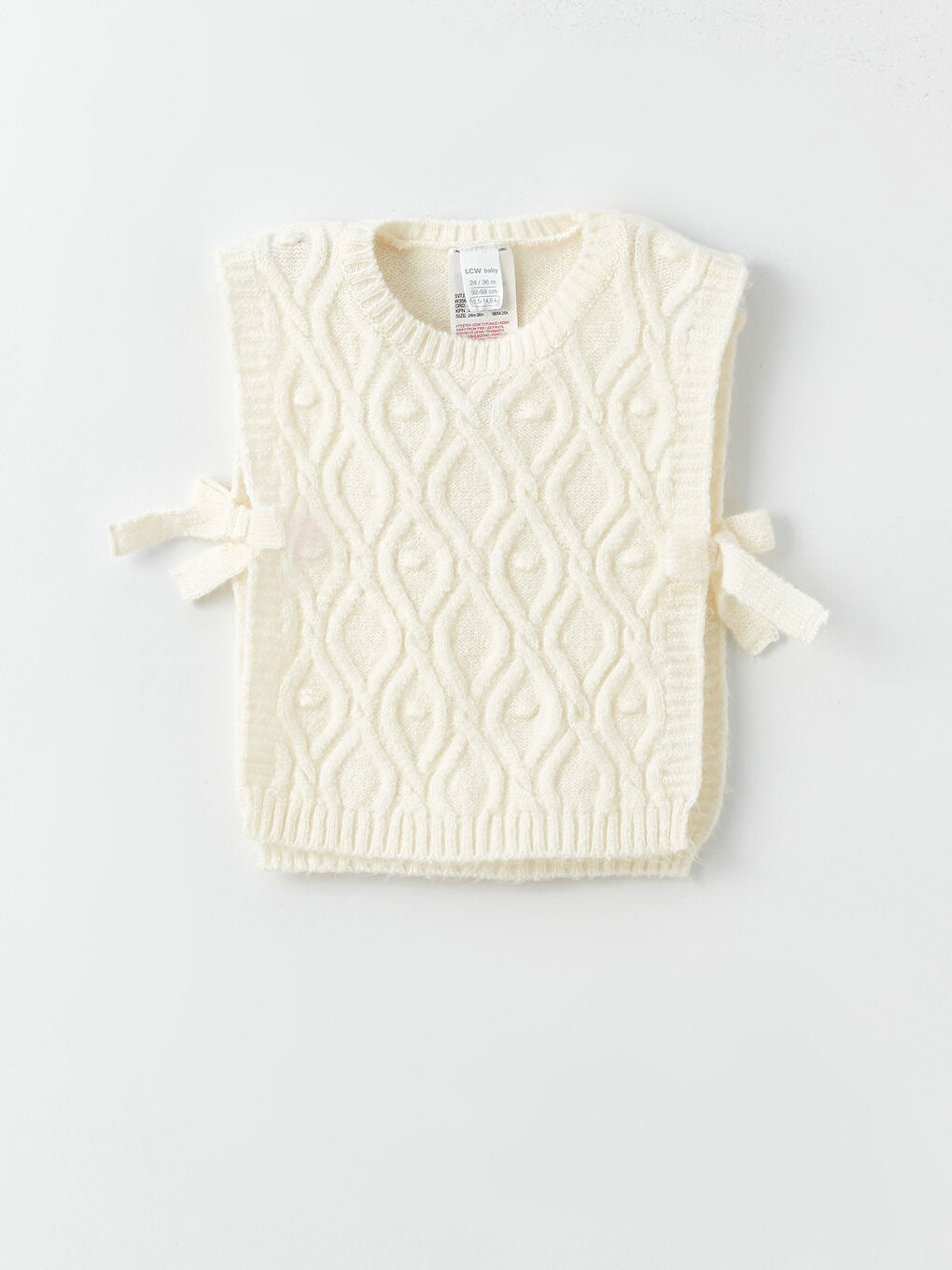 Vestă Pulover Tricotată cu Guler Rotund pentru Bebeluși Fete-2