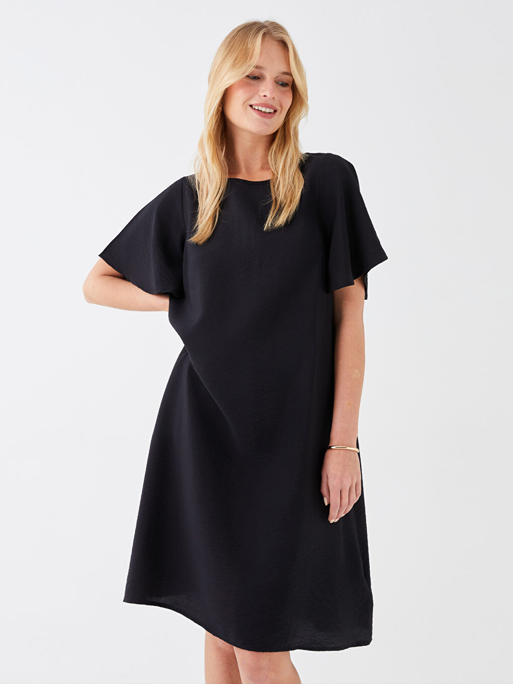 Crew Neck Straight Short Sleeve A Cut Women's Dress-2